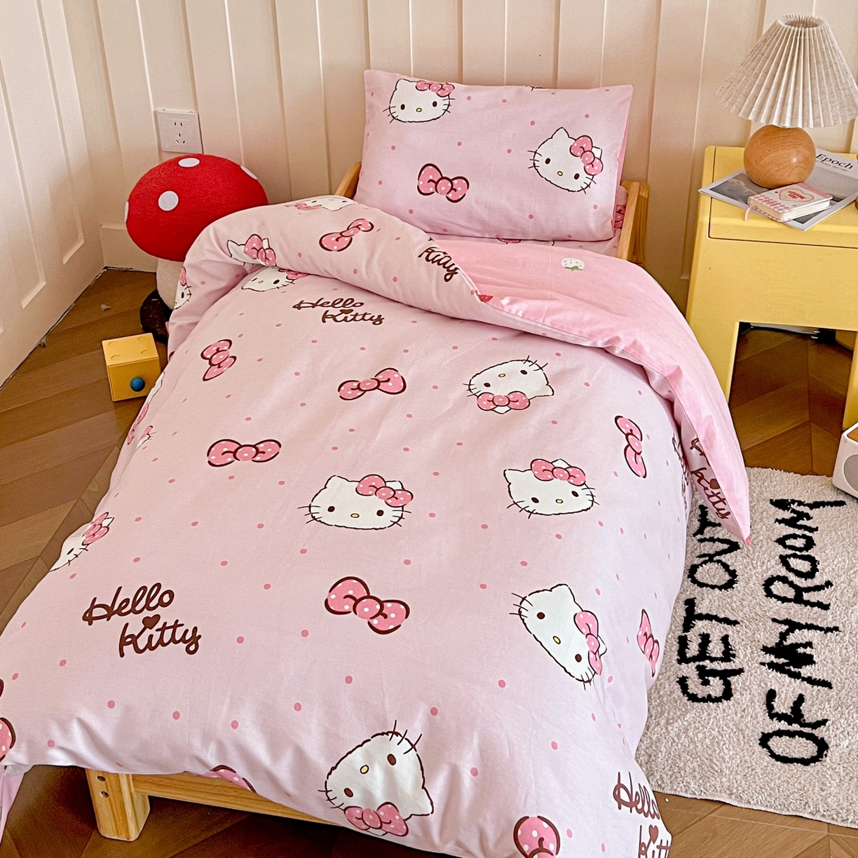 91家纺网 家纺一手货源 找家纺 名兮家居 2025新款全棉小版经典奥特曼-三丽鸥幼儿园儿童套件【含防伪标】 呆萌kt