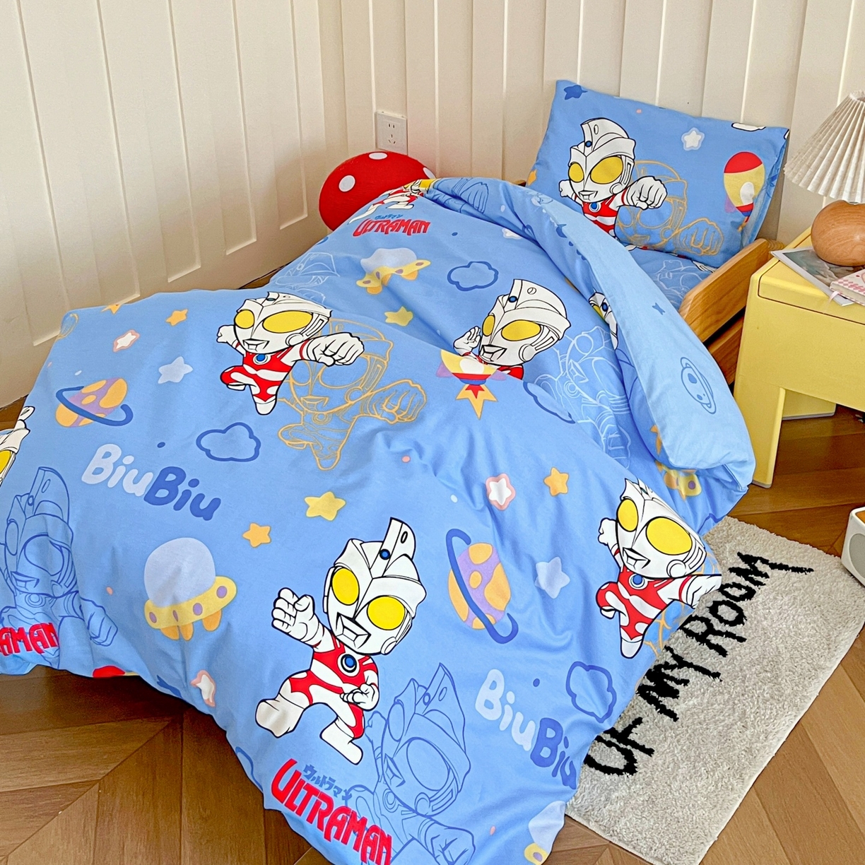 91家纺网 家纺一手货源 找家纺 名兮家居 2025新款全棉小版经典奥特曼-三丽鸥幼儿园儿童套件【含防伪标】 光线王子