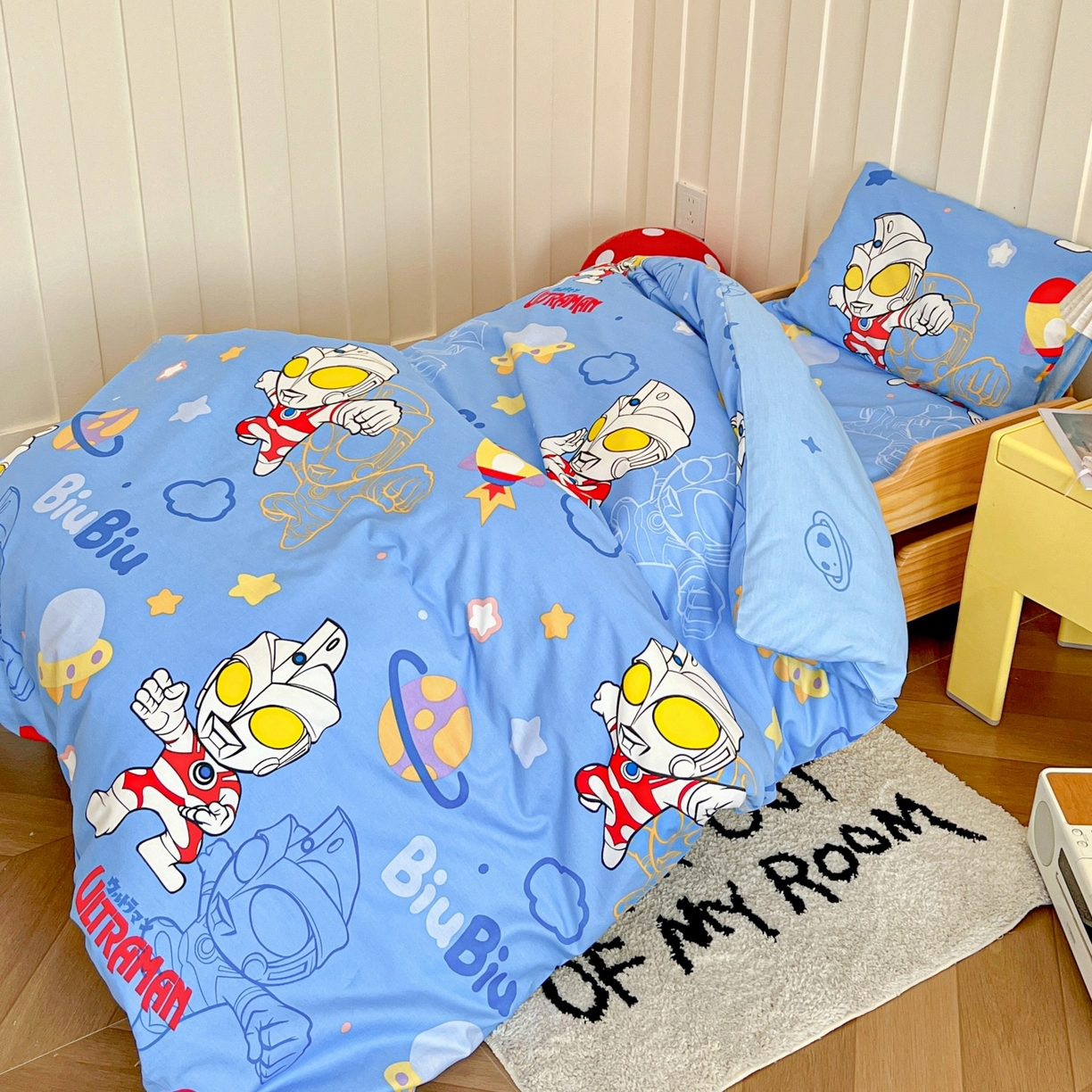 91家纺网 家纺一手货源 找家纺 名兮家居 2025新款全棉小版经典奥特曼-三丽鸥幼儿园儿童套件【含防伪标】 光线王子