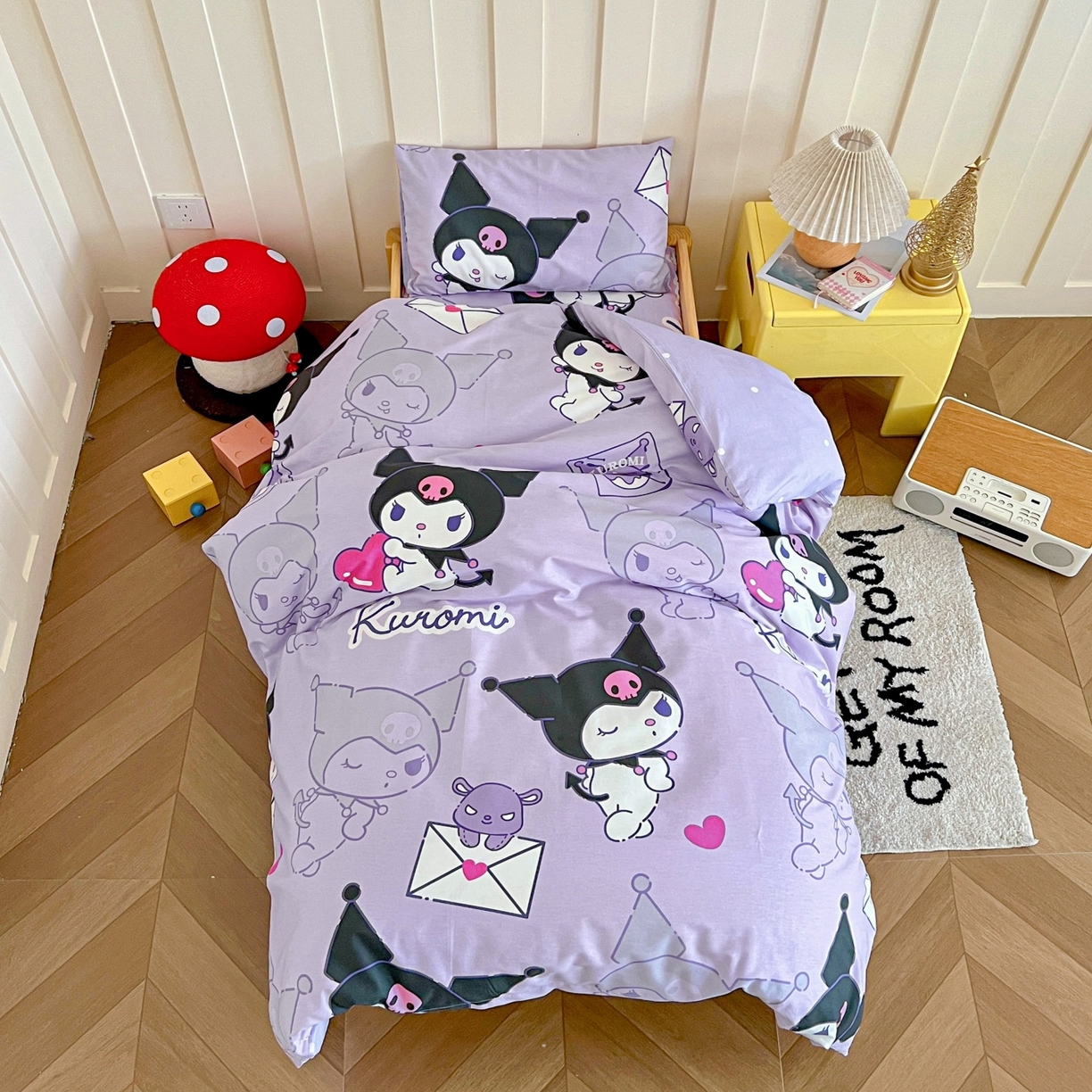 91家纺网 家纺一手货源 找家纺 名兮家居 2025新款全棉小版经典奥特曼-三丽鸥幼儿园儿童套件【含防伪标】 情书库洛米