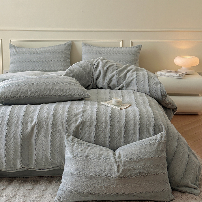 91家纺网 家纺一手货源 找家纺 （总）618家纺 2025新款冬日纯色法式浪漫月桂绒四件套