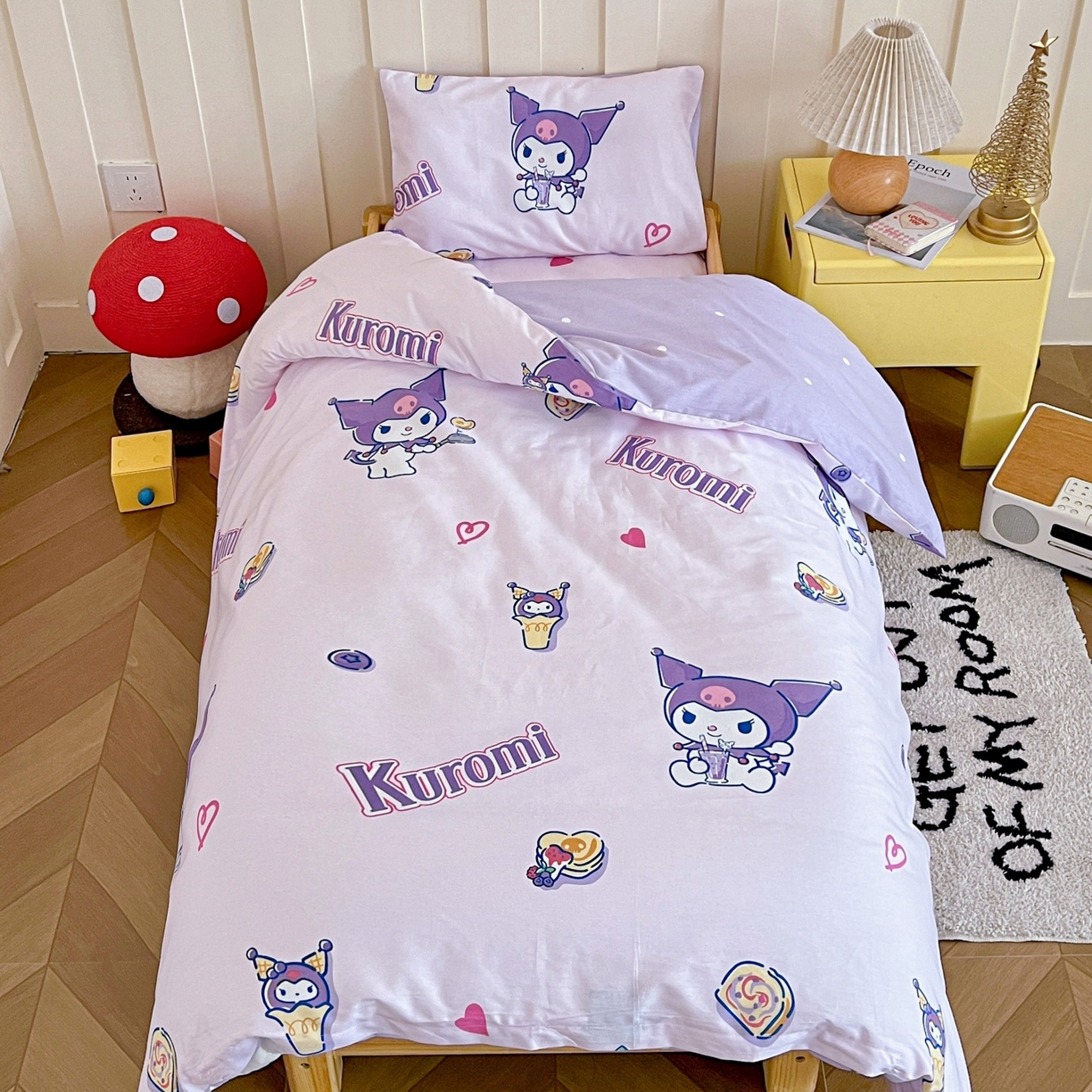 91家纺网 家纺一手货源 找家纺 名兮家居 2025新款全棉小版经典奥特曼-三丽鸥幼儿园儿童套件【含防伪标】 甜筒库洛米