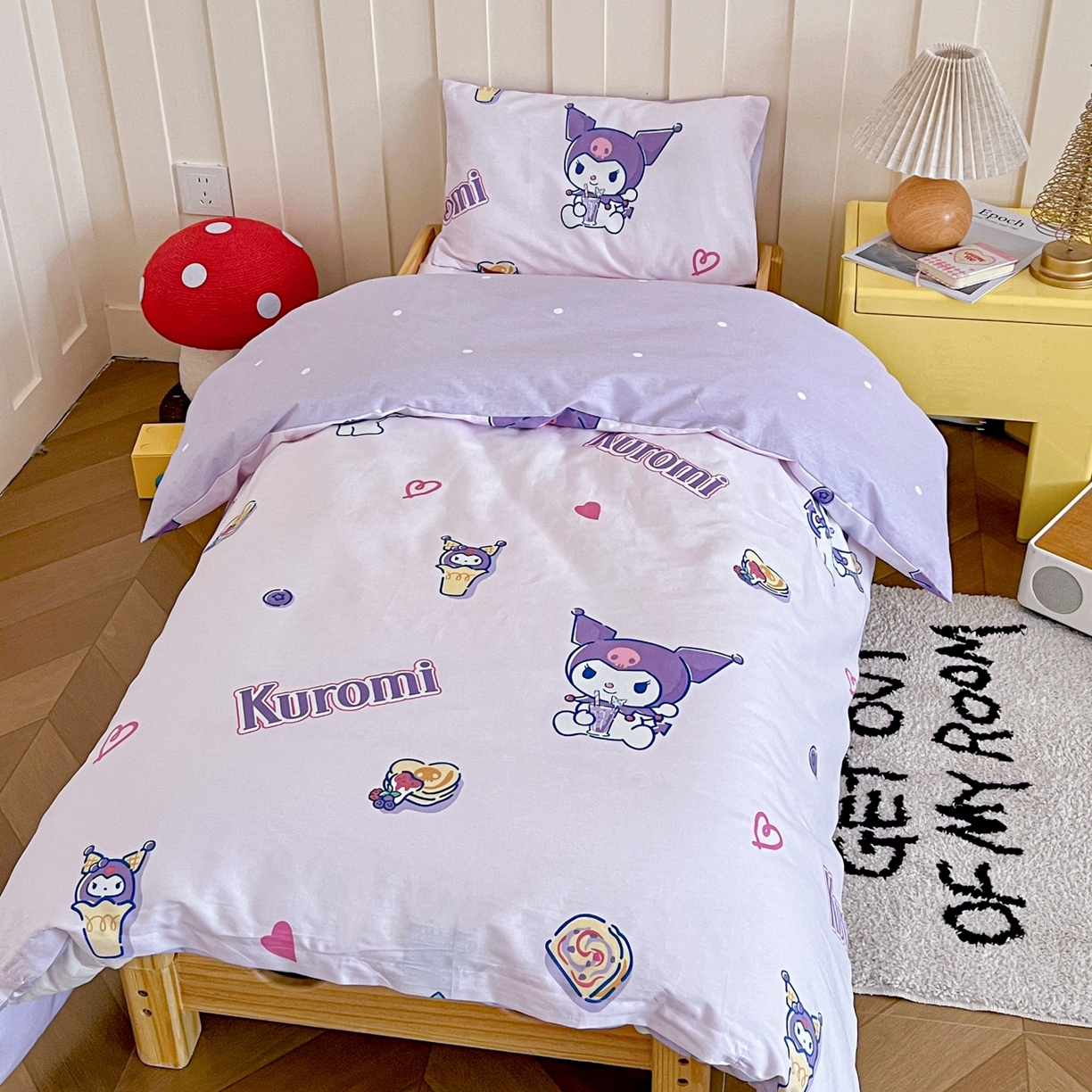 91家纺网 家纺一手货源 找家纺 名兮家居 2025新款全棉小版经典奥特曼-三丽鸥幼儿园儿童套件【含防伪标】 甜筒库洛米