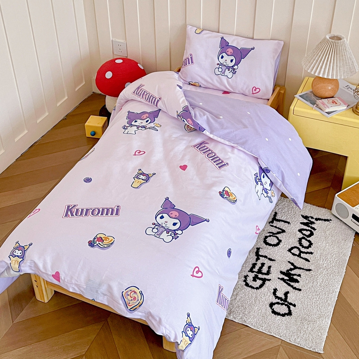 91家纺网 家纺一手货源 找家纺 名兮家居 2025新款全棉小版经典奥特曼-三丽鸥幼儿园儿童套件【含防伪标】 甜筒库洛米