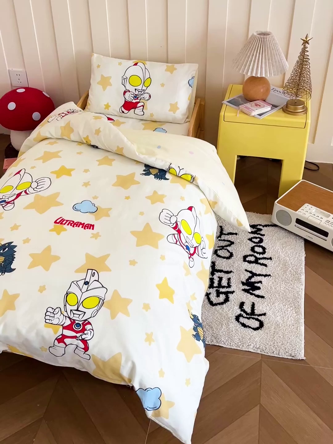 91家纺网 家纺一手货源 找家纺 名兮家居 2025新款全棉小版经典奥特曼-三丽鸥幼儿园儿童套件【含防伪标】 星星奥特曼