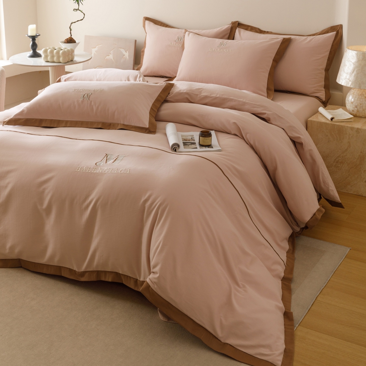 91家纺网 家纺一手货源 找家纺 （总）艾莱家纺 2025新款A类50S云柔棉加密柔顺磨毛四件套-依人梦