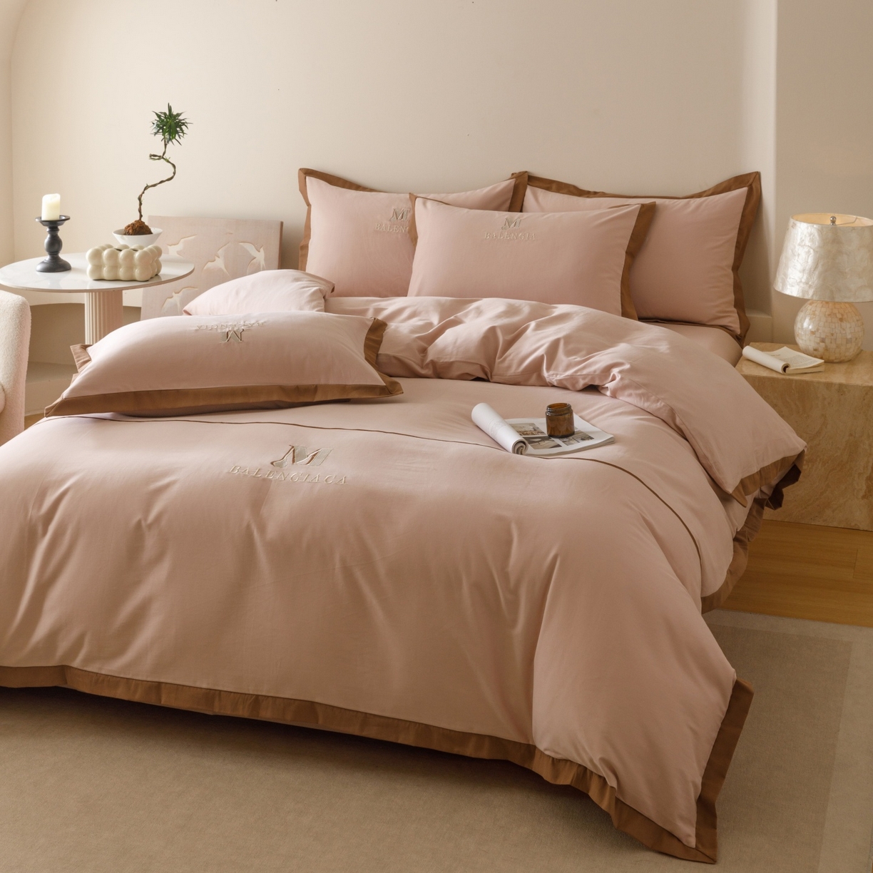 91家纺网 家纺一手货源 找家纺 （总）艾莱家纺 2025新款A类50S云柔棉加密柔顺磨毛四件套-依人梦