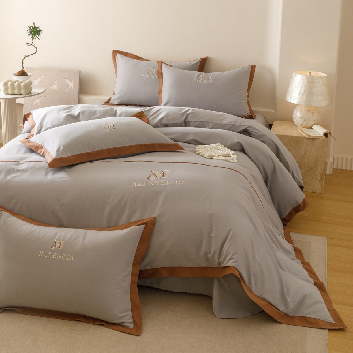 艾莱家纺 2025新款A类50S云柔棉加密柔顺磨毛四件套-依人梦 依人梦-高级灰