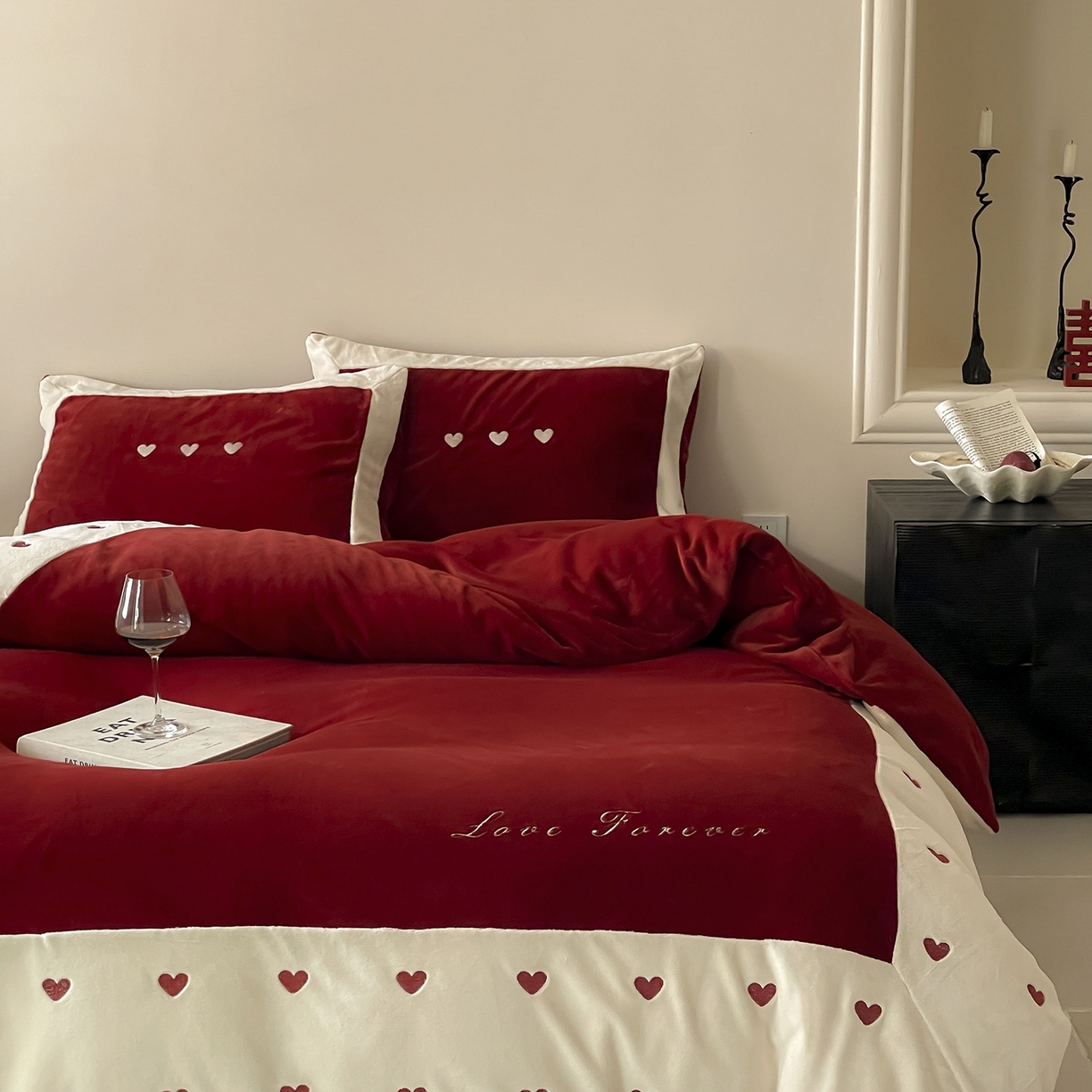 91家纺网 家纺一手货源 找家纺 （总）西西家居 2025新款全消光230g牛奶绒四件套-心心相印（各平台严格控价劵后不低于338元起! 会员-20元）