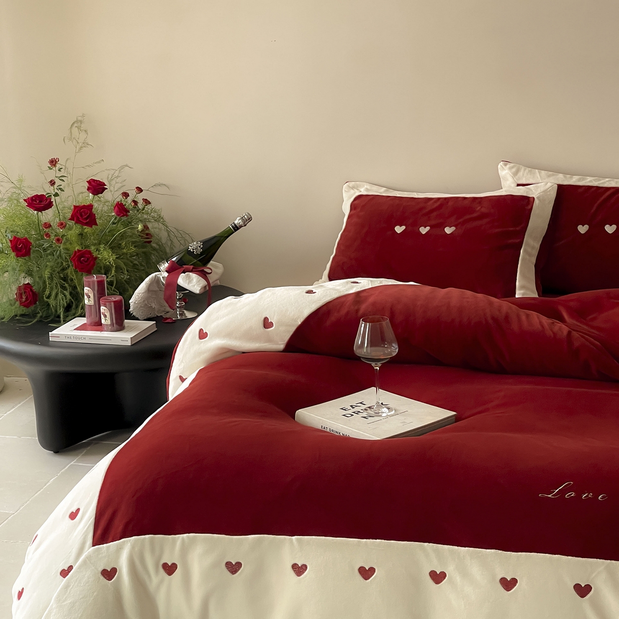 91家纺网 家纺一手货源 找家纺 （总）西西家居 2025新款全消光230g牛奶绒四件套-心心相印（各平台严格控价劵后不低于338元起! 会员-20元）