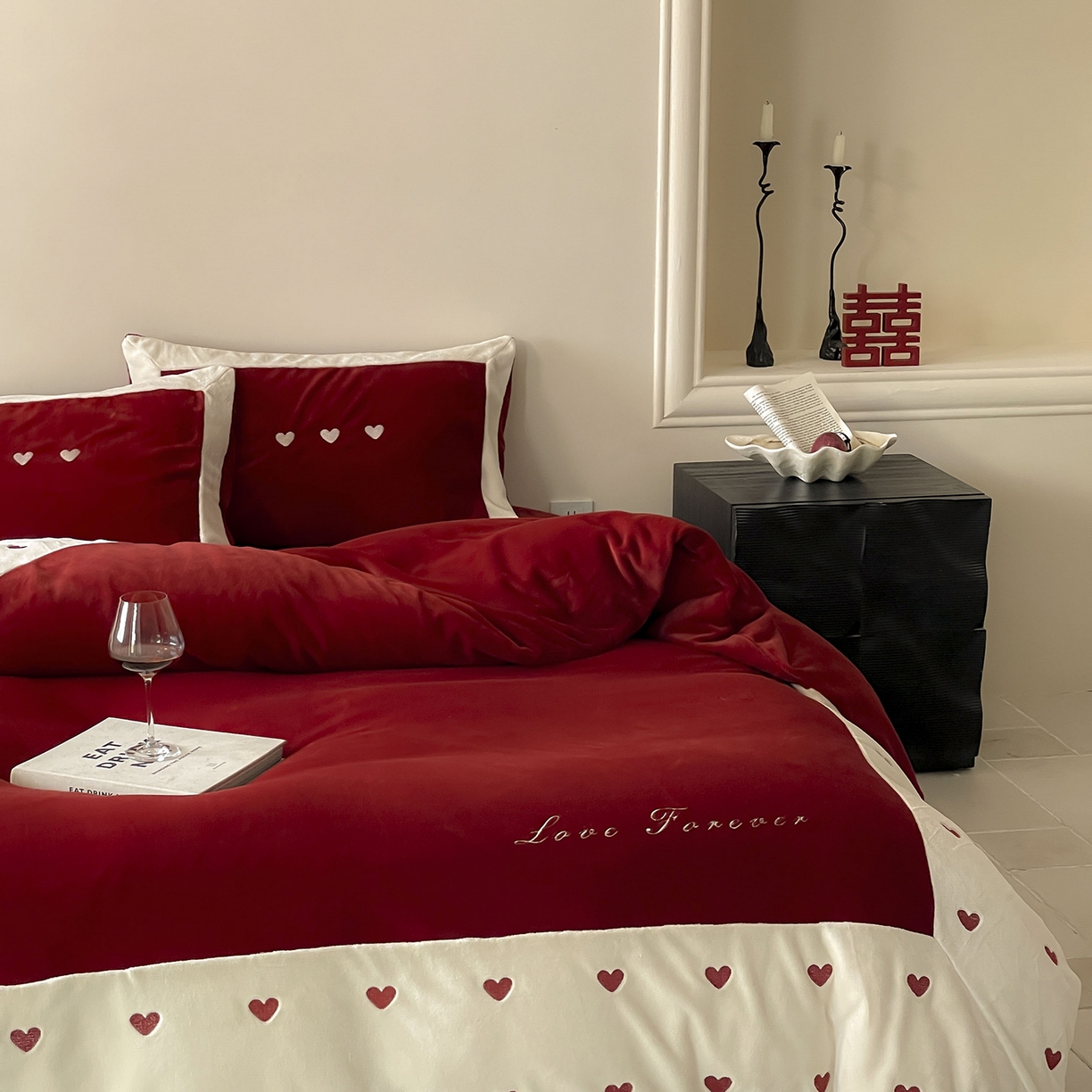 91家纺网 家纺一手货源 找家纺 （总）西西家居 2025新款全消光230g牛奶绒四件套-心心相印（各平台严格控价劵后不低于338元起! 会员-20元）