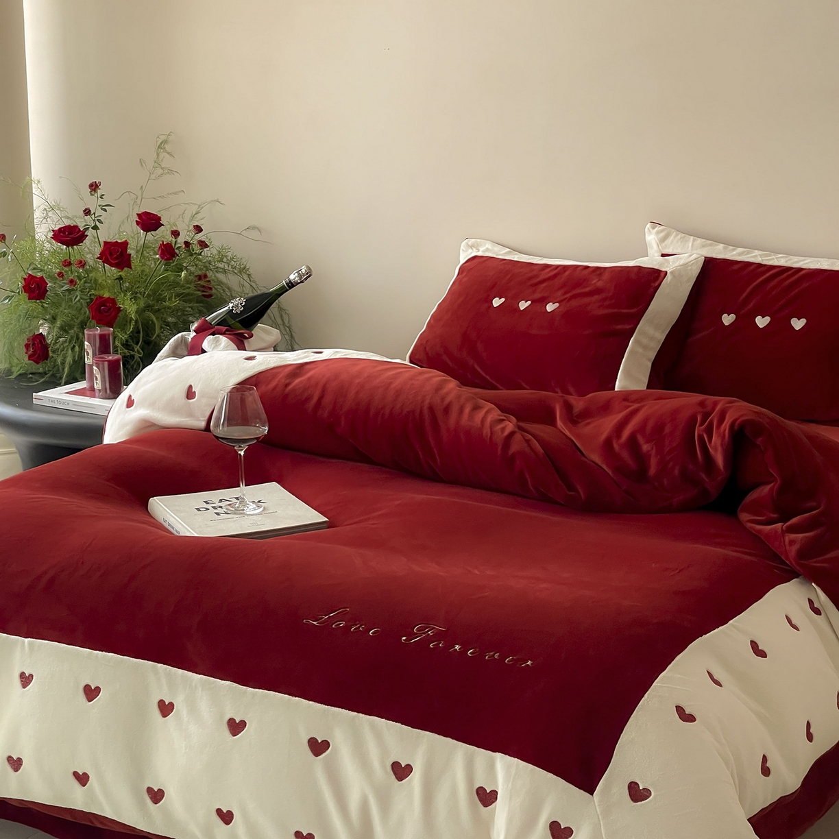 91家纺网 家纺一手货源 找家纺 （总）西西家居 2025新款全消光230g牛奶绒四件套-心心相印（各平台严格控价劵后不低于338元起! 会员-20元）