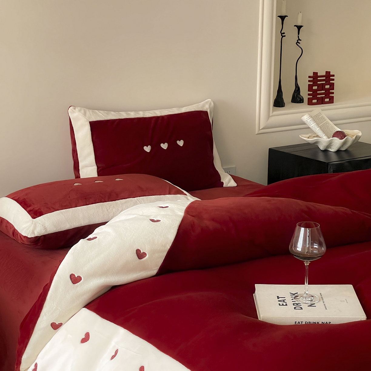 91家纺网 家纺一手货源 找家纺 （总）西西家居 2025新款全消光230g牛奶绒四件套-心心相印（各平台严格控价劵后不低于338元起! 会员-20元）