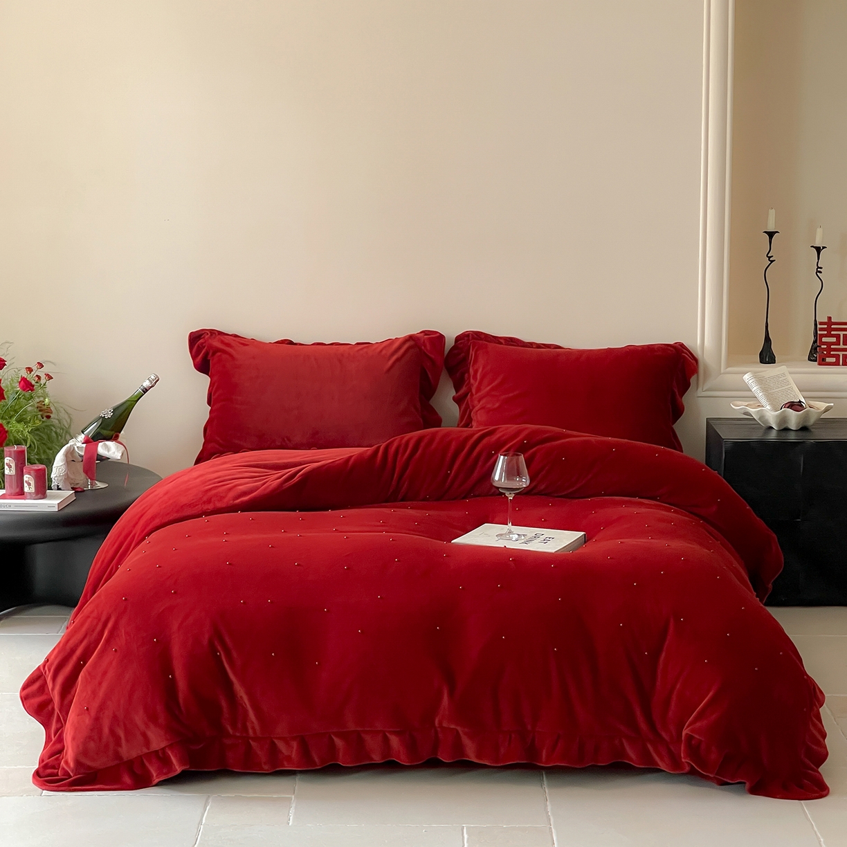 91家纺网 家纺一手货源 找家纺 （总）西西家居 2025新款全消光230g牛奶绒四件套-幸福宝珠（各平台严格控价劵后不低于318元起! 会员-20元）