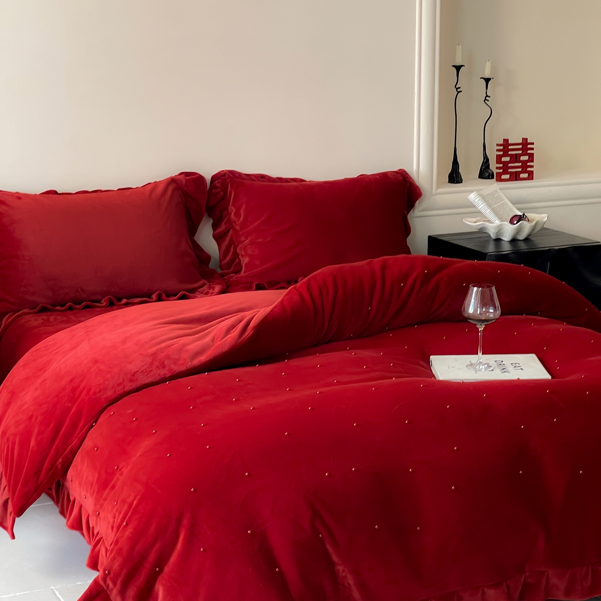 91家纺网 家纺一手货源 找家纺 （总）西西家居 2025新款全消光230g牛奶绒四件套-幸福宝珠（各平台严格控价劵后不低于318元起! 会员-20元）