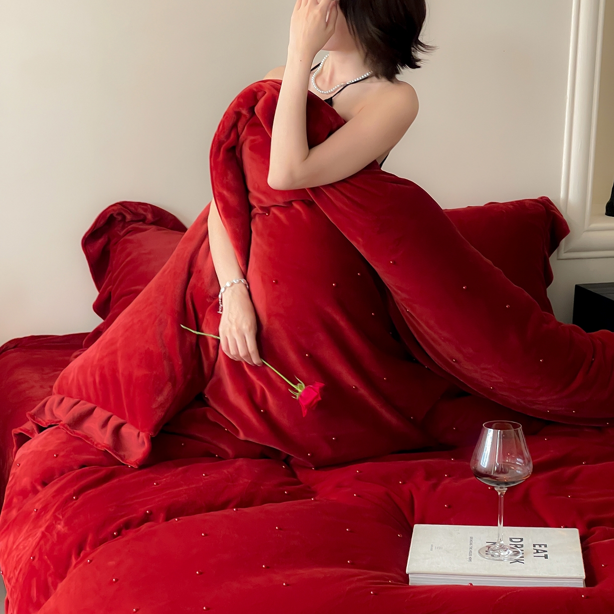 91家纺网 家纺一手货源 找家纺 （总）西西家居 2025新款全消光230g牛奶绒四件套-幸福宝珠（各平台严格控价劵后不低于318元起! 会员-20元）