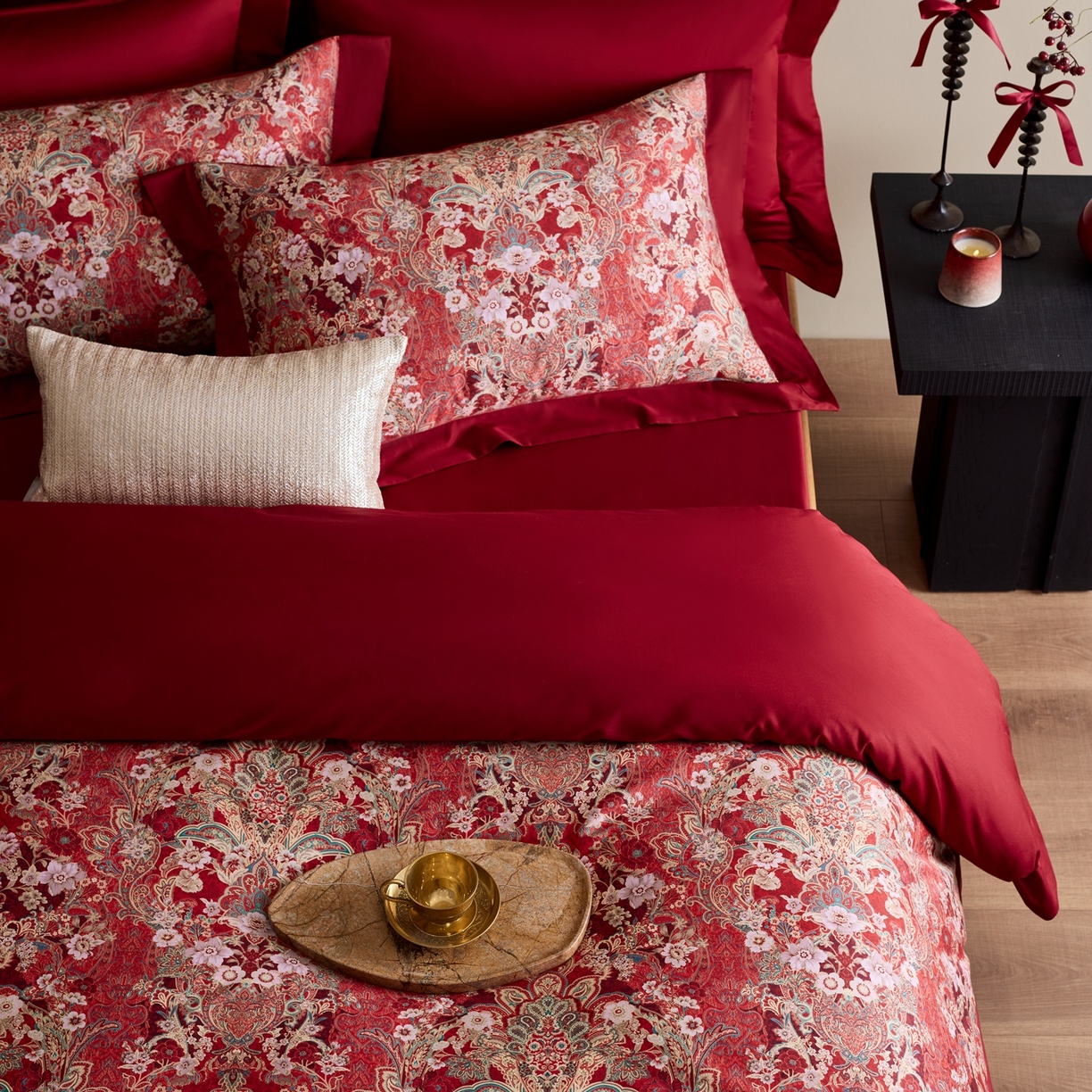 91家纺网 家纺一手货源 找家纺 涞澳家纺 2025新款婚庆印花四件套 春山