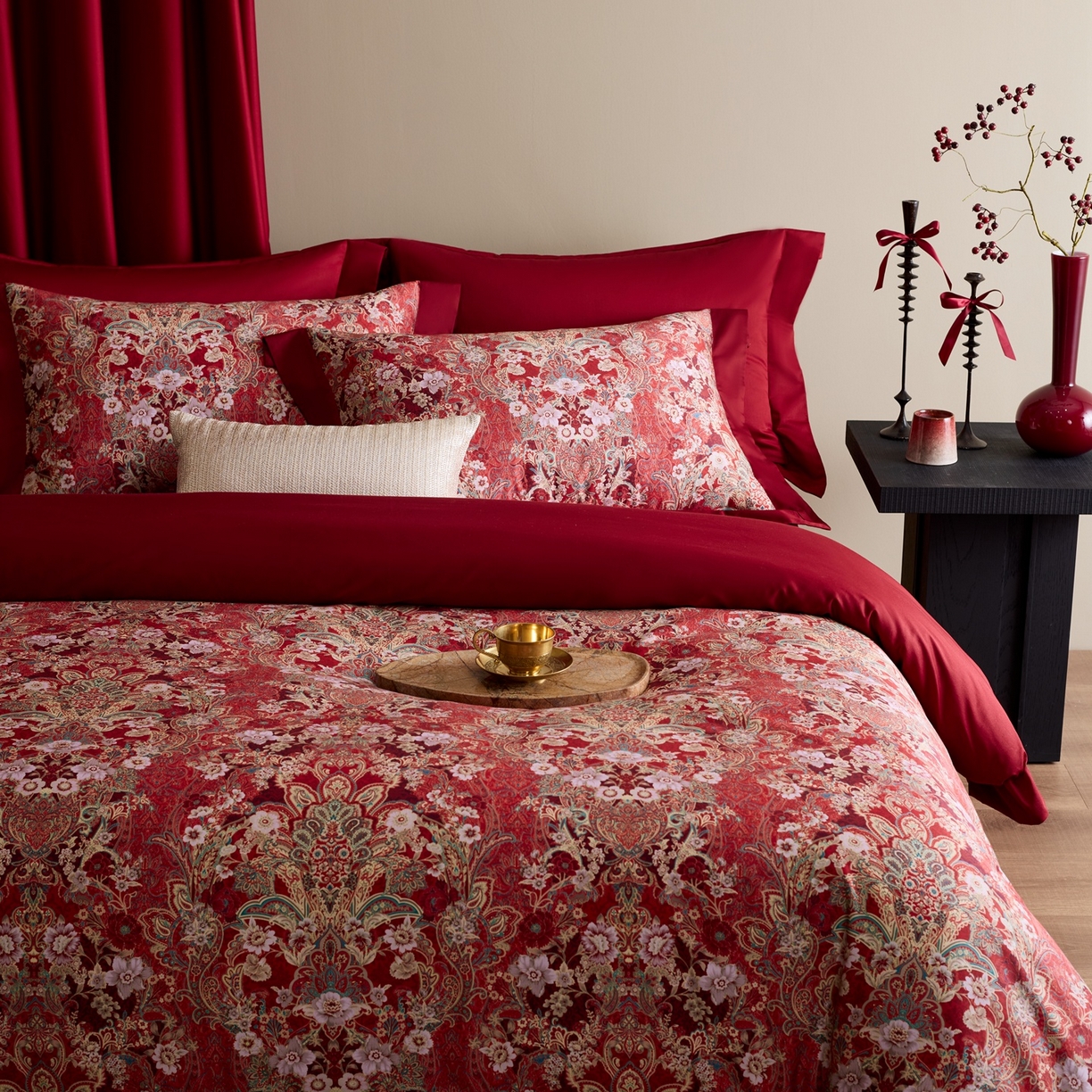 91家纺网 家纺一手货源 找家纺 涞澳家纺 2025新款婚庆印花四件套 春山