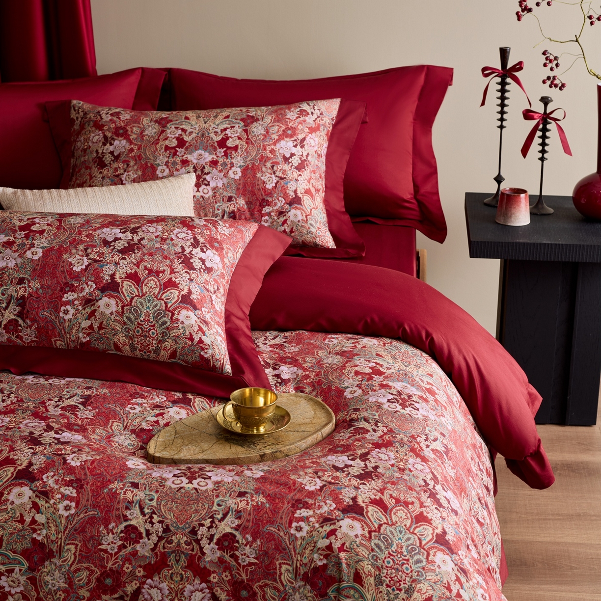 91家纺网 家纺一手货源 找家纺 涞澳家纺 2025新款婚庆印花四件套 春山