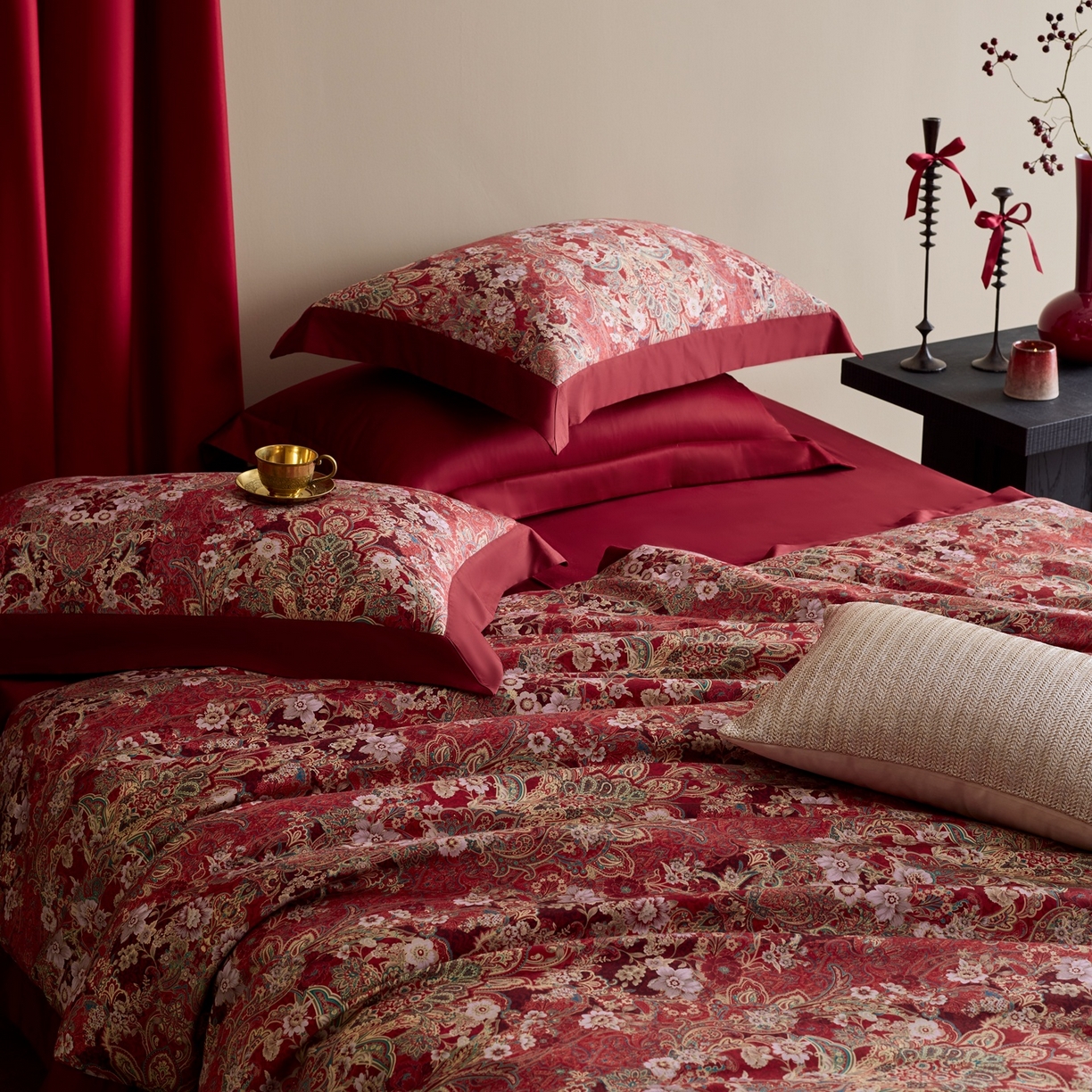 91家纺网 家纺一手货源 找家纺 涞澳家纺 2025新款婚庆印花四件套 春山