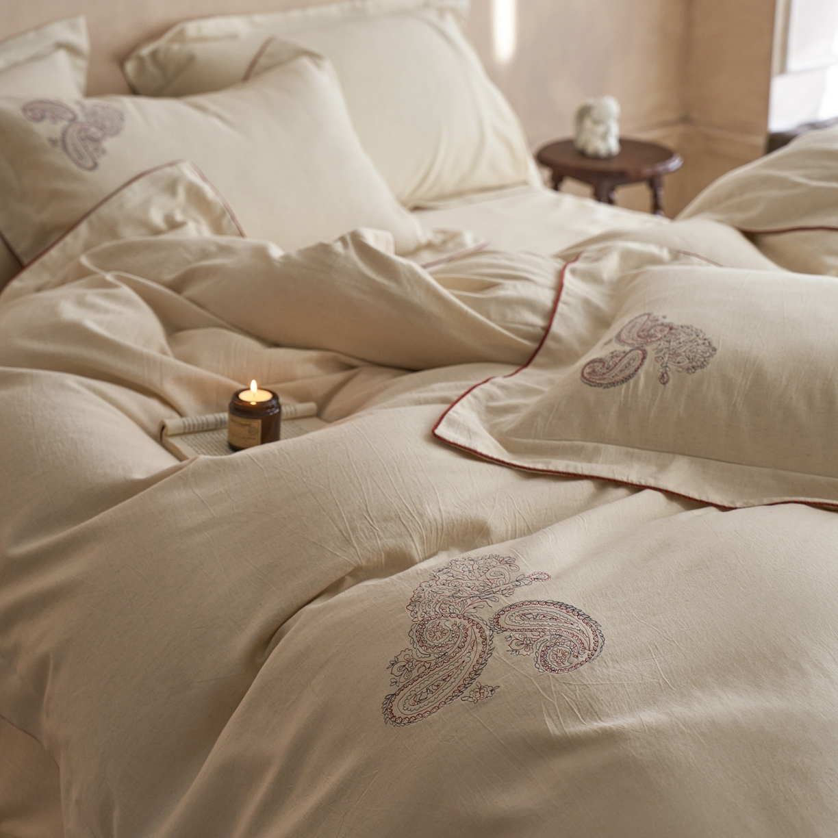 91家纺网 家纺一手货源 找家纺 （总）涞澳家纺 2025新款棉麻皱皱纱四件套