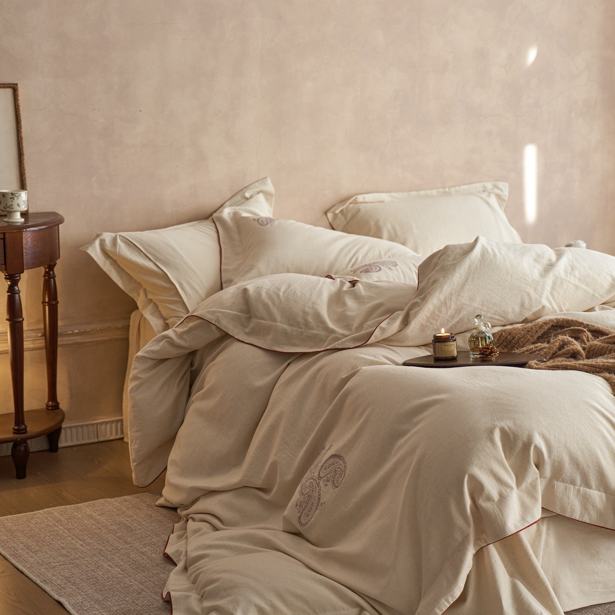 91家纺网 家纺一手货源 找家纺 （总）涞澳家纺 2025新款棉麻皱皱纱四件套