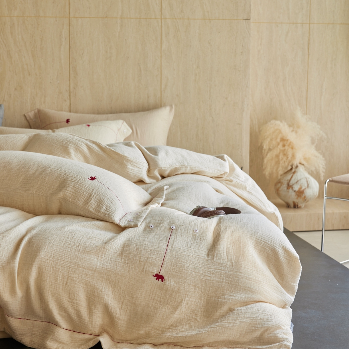 91家纺网 家纺一手货源 找家纺 （总）涞澳家纺 2025新款棉麻皱皱纱四件套