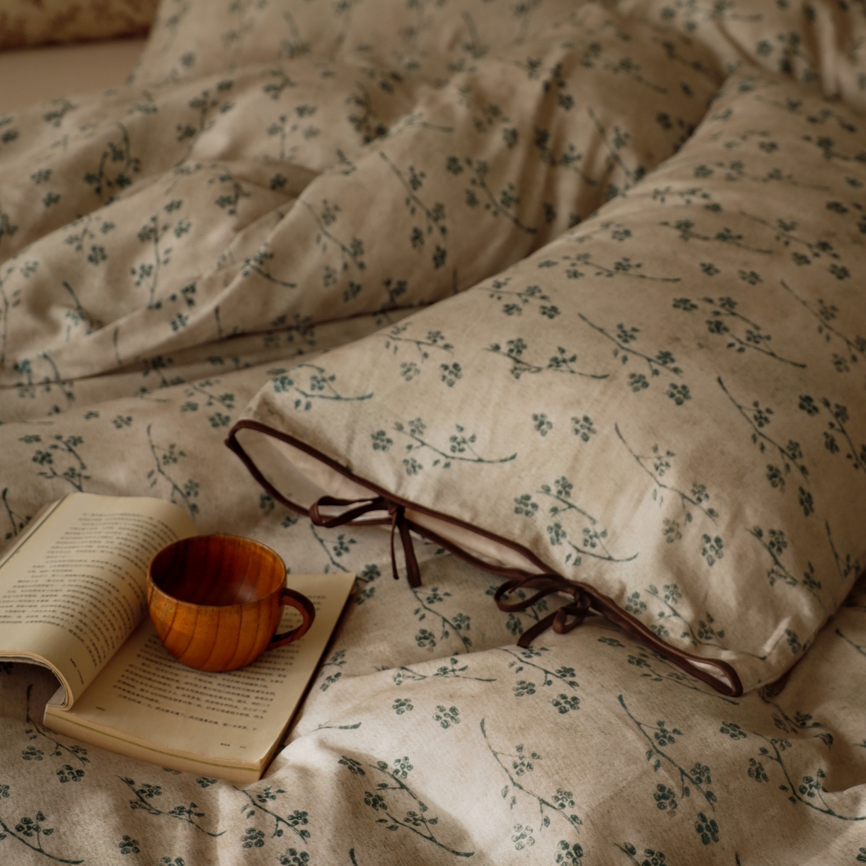 91家纺网 家纺一手货源 找家纺 涞澳家纺 2025新款全棉纯棉软烟纱四件套 浮生若絮