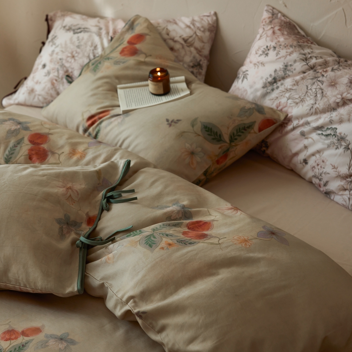 91家纺网 家纺一手货源 找家纺 涞澳家纺 2025新款全棉纯棉软烟纱四件套 漫序花园