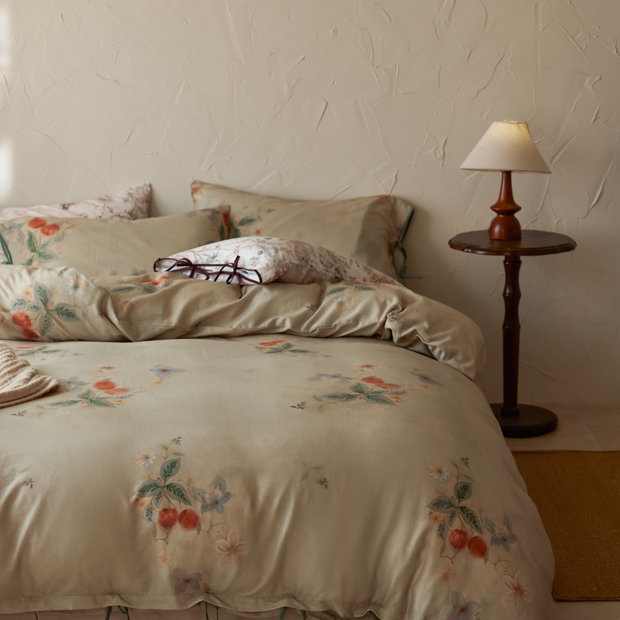 91家纺网 家纺一手货源 找家纺 涞澳家纺 2025新款全棉纯棉软烟纱四件套 漫序花园