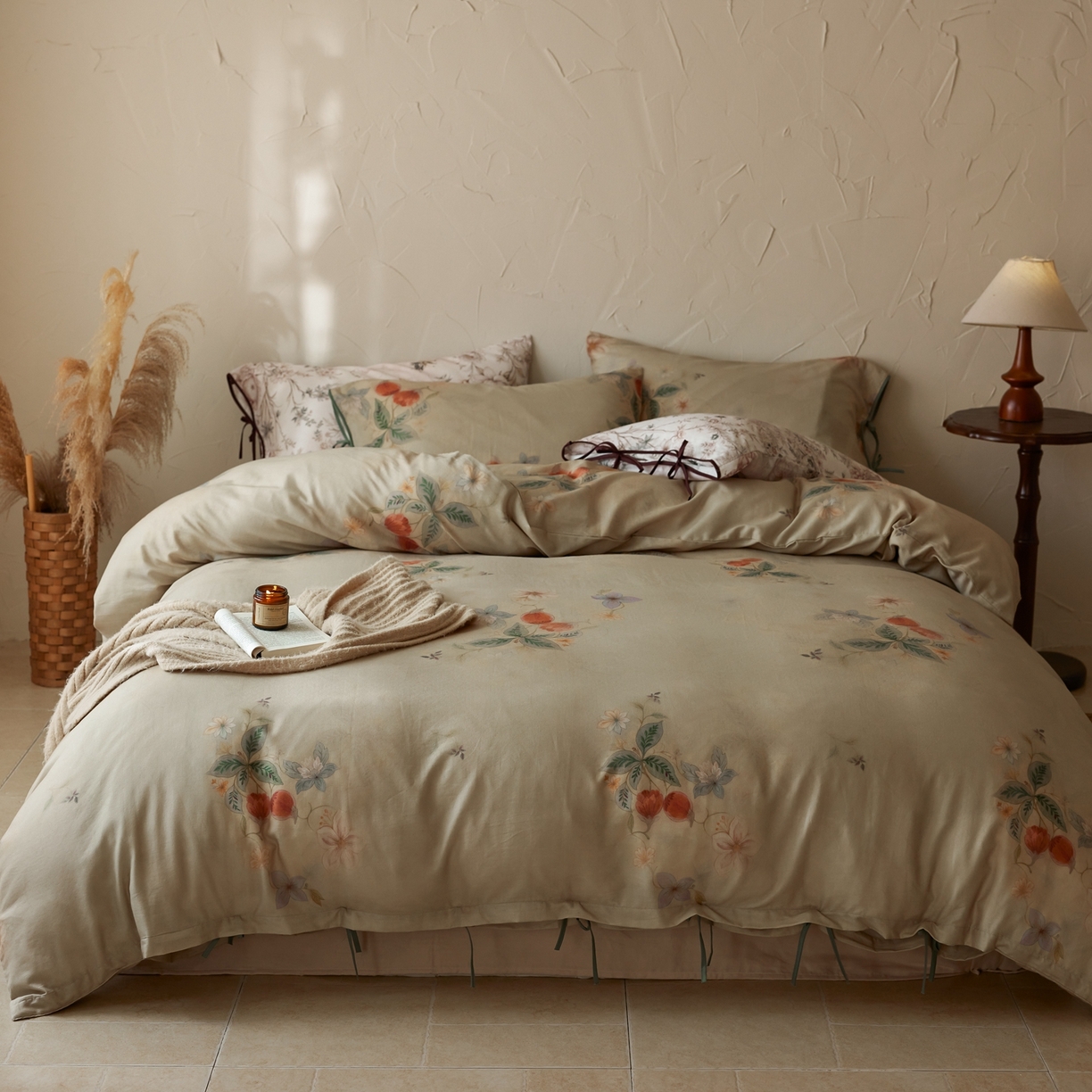 91家纺网 家纺一手货源 找家纺 涞澳家纺 2025新款全棉纯棉软烟纱四件套 漫序花园