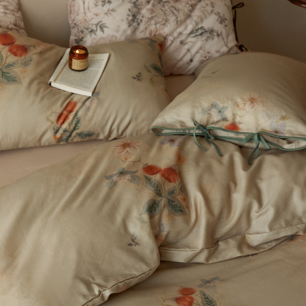 91家纺网 家纺一手货源 找家纺 涞澳家纺 2025新款全棉纯棉软烟纱四件套 漫序花园