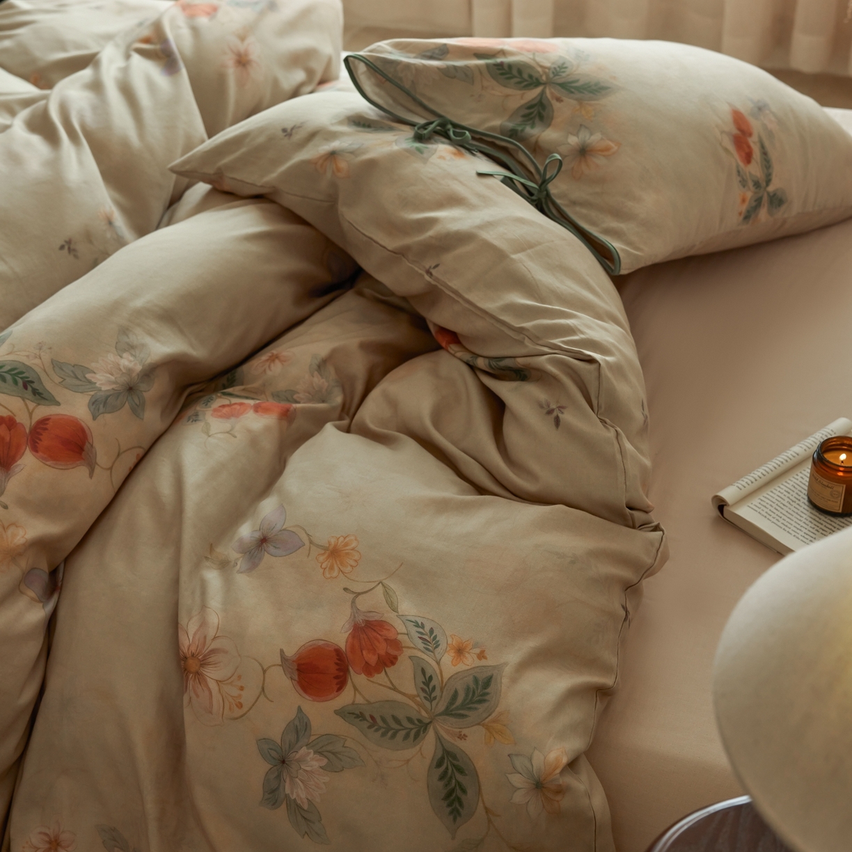 91家纺网 家纺一手货源 找家纺 涞澳家纺 2025新款全棉纯棉软烟纱四件套 漫序花园