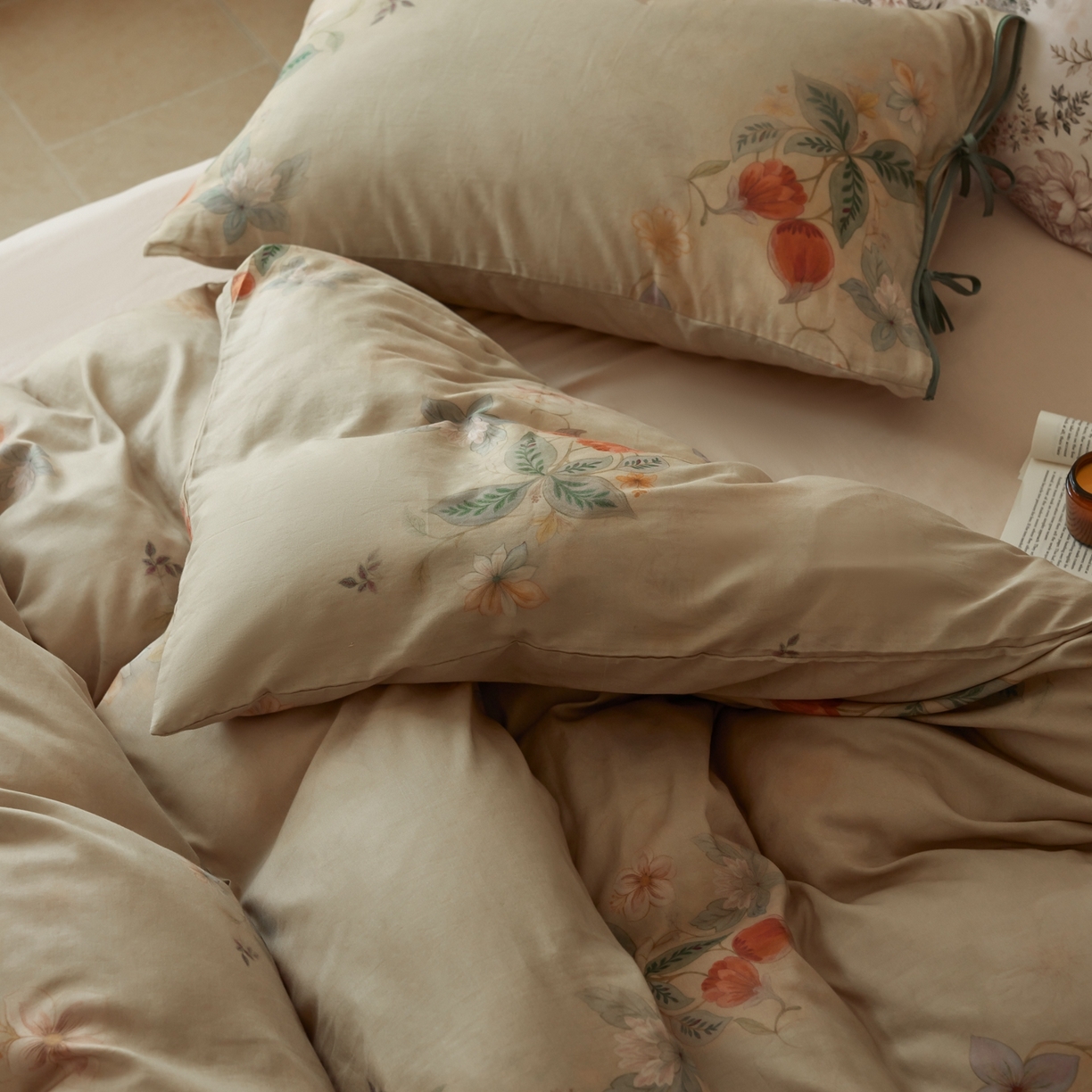 91家纺网 家纺一手货源 找家纺 涞澳家纺 2025新款全棉纯棉软烟纱四件套 漫序花园