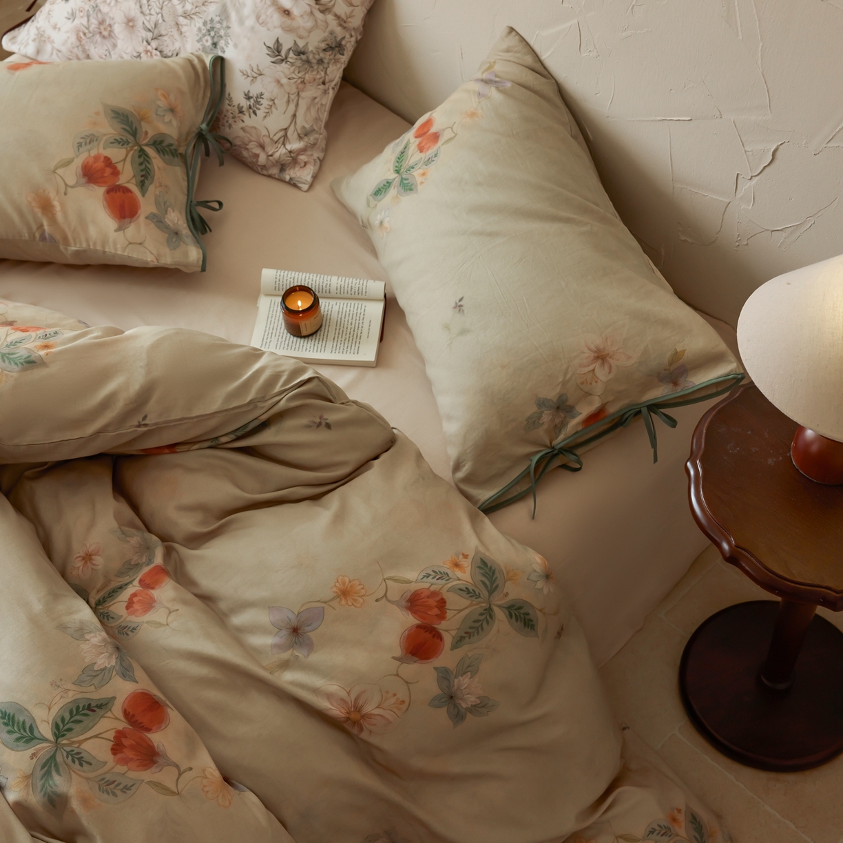 91家纺网 家纺一手货源 找家纺 涞澳家纺 2025新款全棉纯棉软烟纱四件套 漫序花园