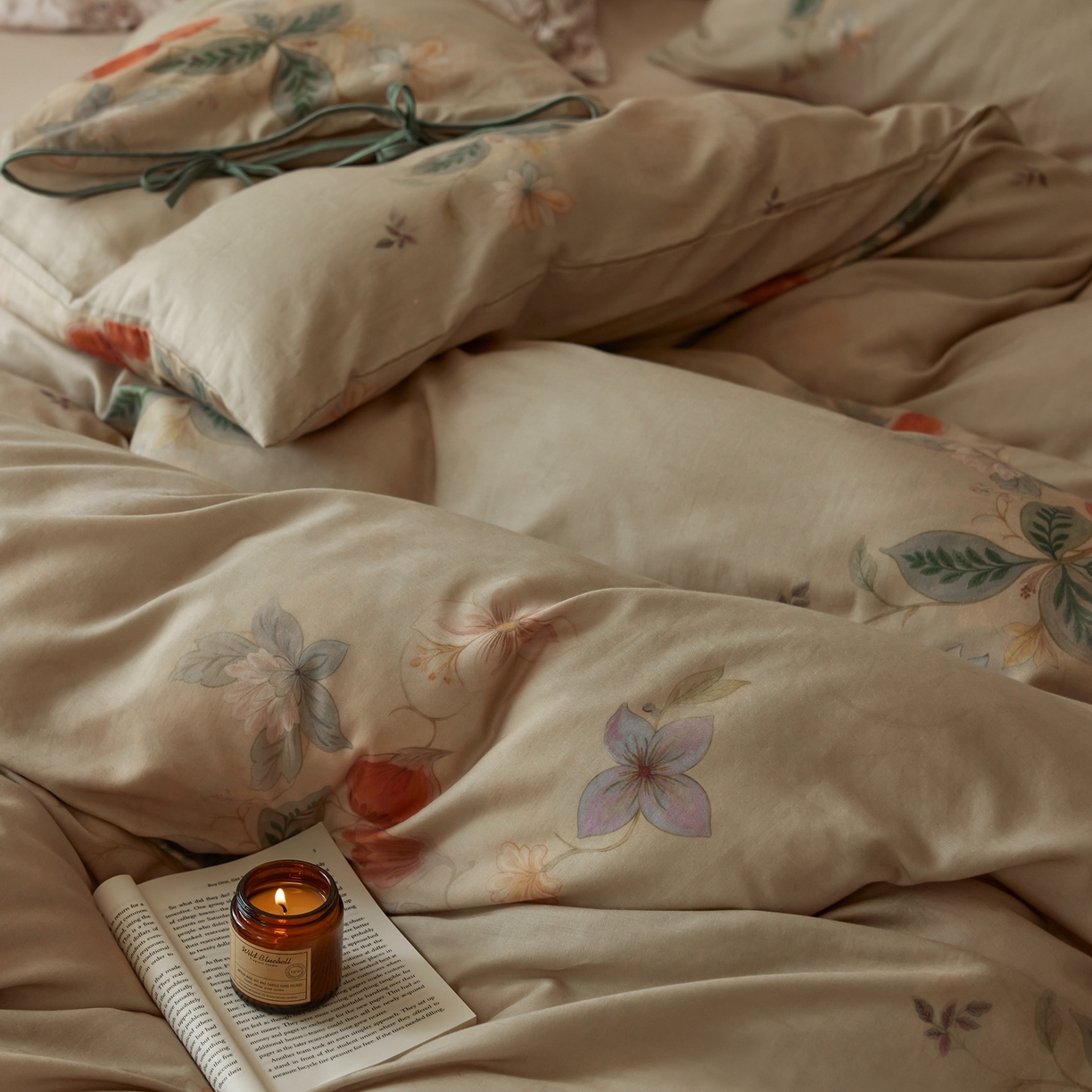 91家纺网 家纺一手货源 找家纺 涞澳家纺 2025新款全棉纯棉软烟纱四件套 漫序花园