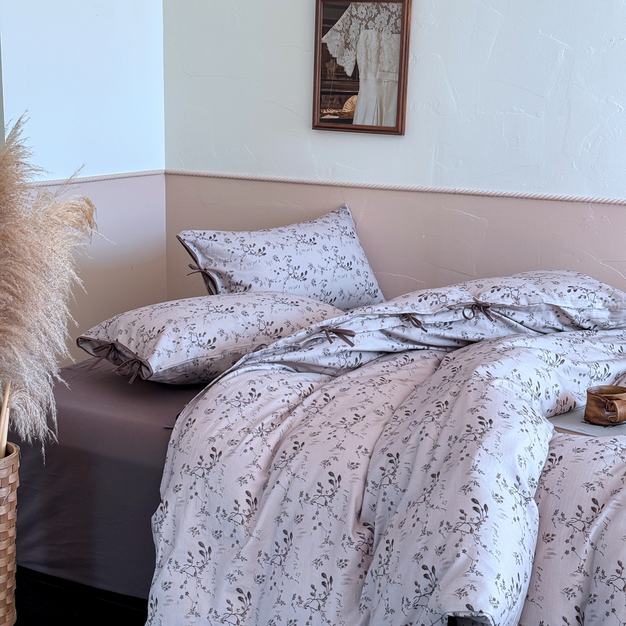 91家纺网 家纺一手货源 找家纺 涞澳家纺 2025新款全棉纯棉软烟纱四件套 梦落轻尘