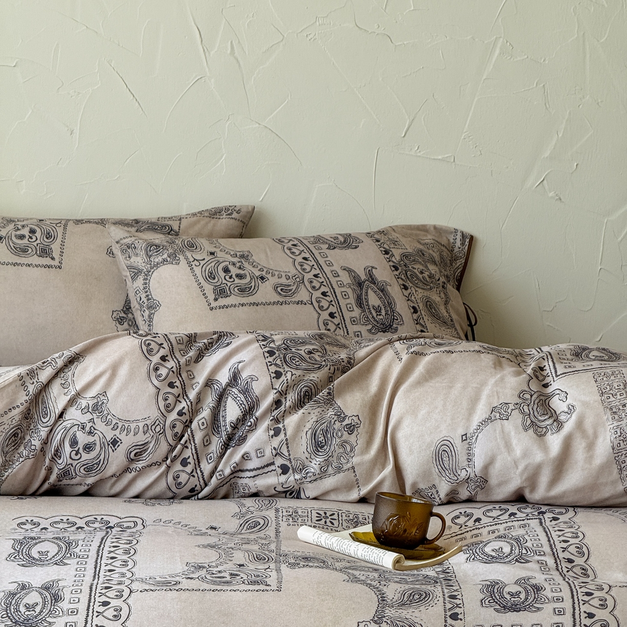 91家纺网 家纺一手货源 找家纺 涞澳家纺 2025新款全棉纯棉软烟纱四件套 摩洛庭院