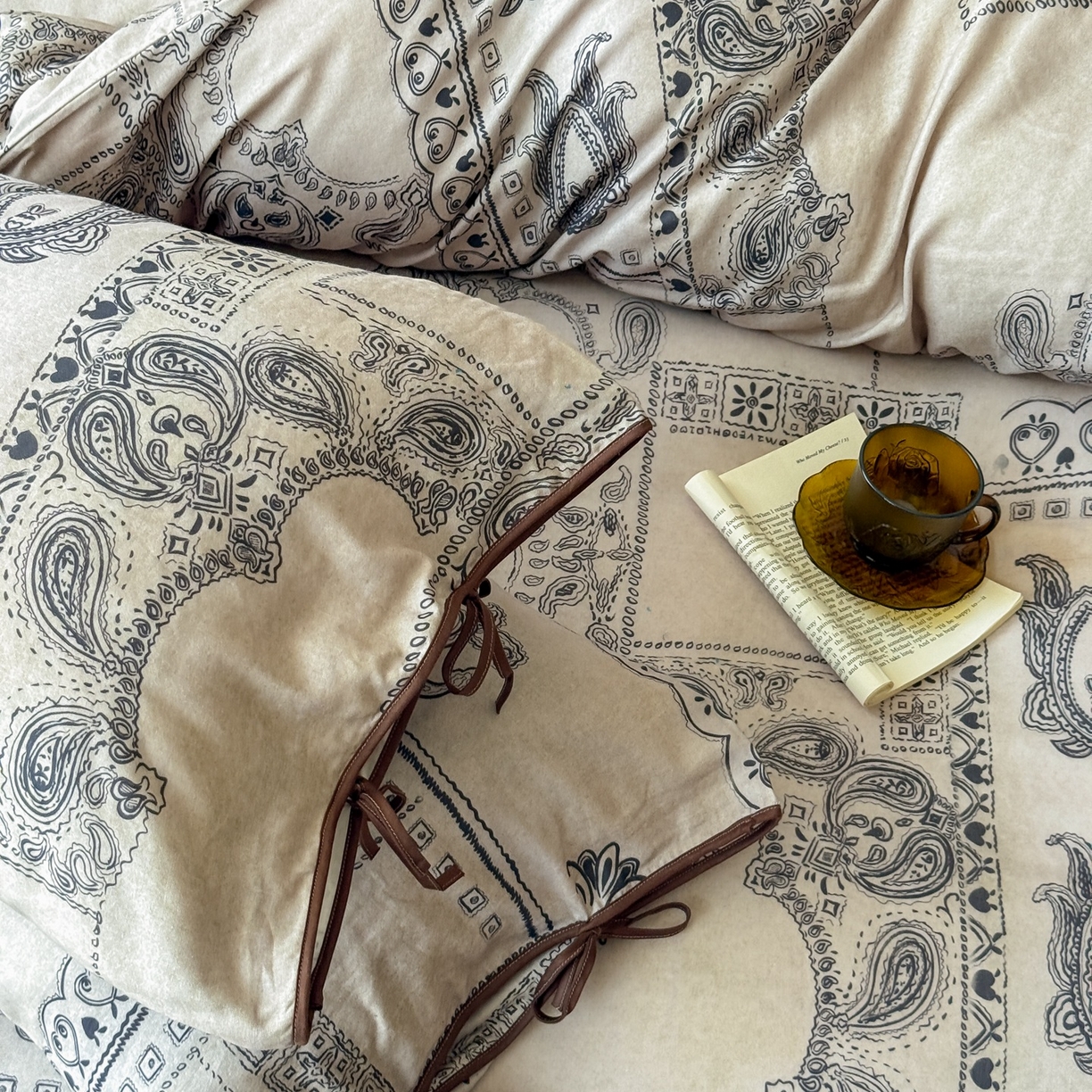 91家纺网 家纺一手货源 找家纺 涞澳家纺 2025新款全棉纯棉软烟纱四件套 摩洛庭院