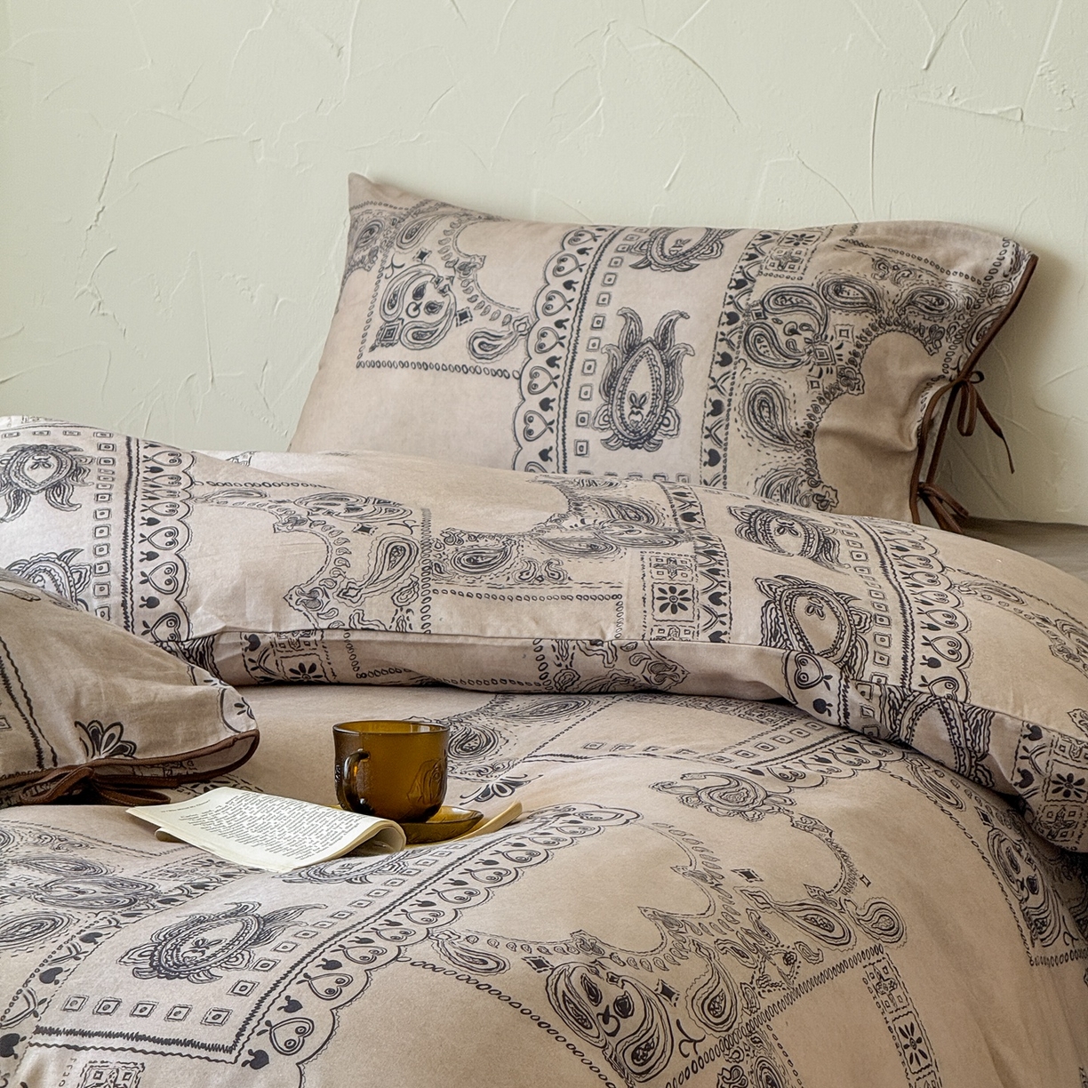 91家纺网 家纺一手货源 找家纺 涞澳家纺 2025新款全棉纯棉软烟纱四件套 摩洛庭院