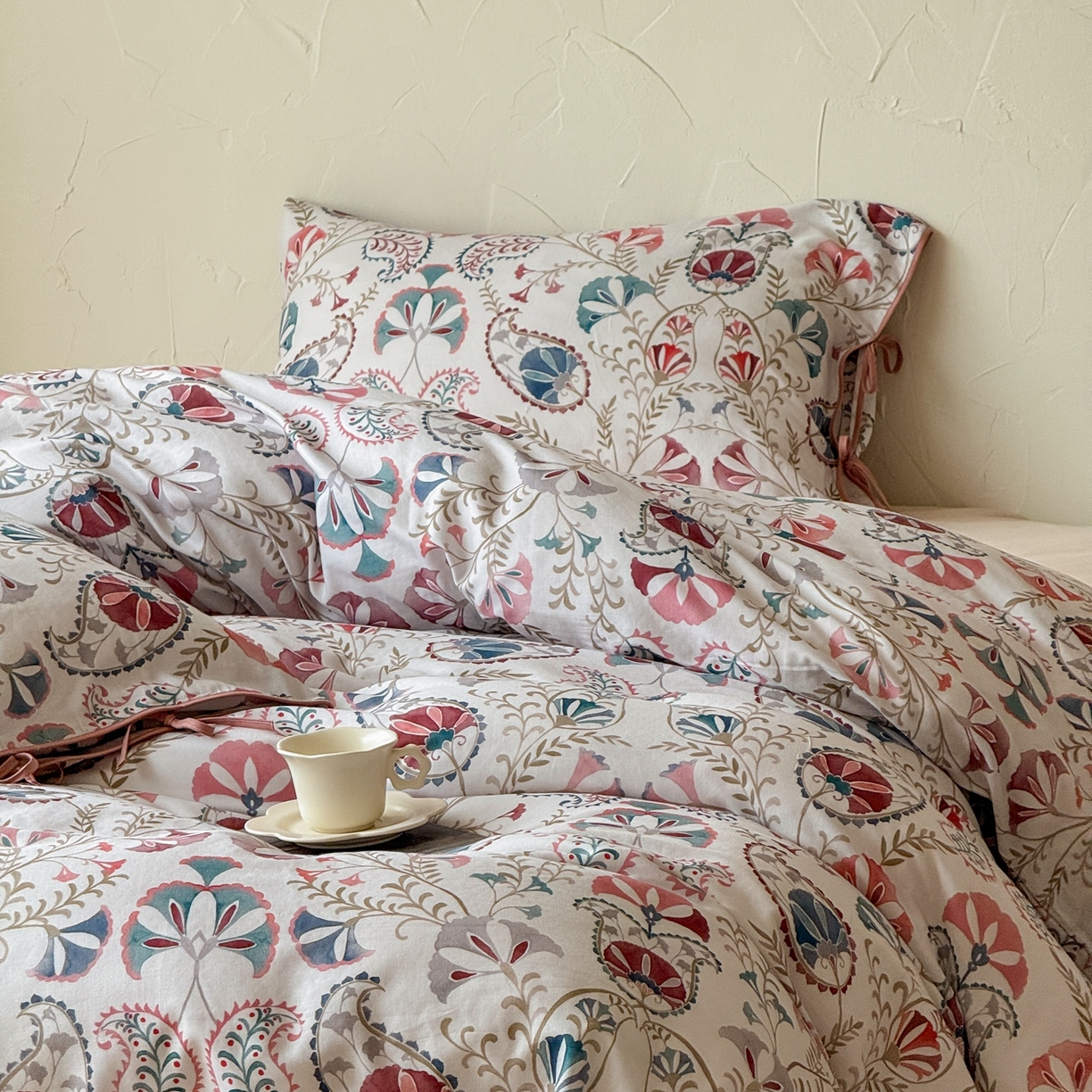 涞澳家纺 2025新款全棉纯棉软烟纱四件套 南洋风情