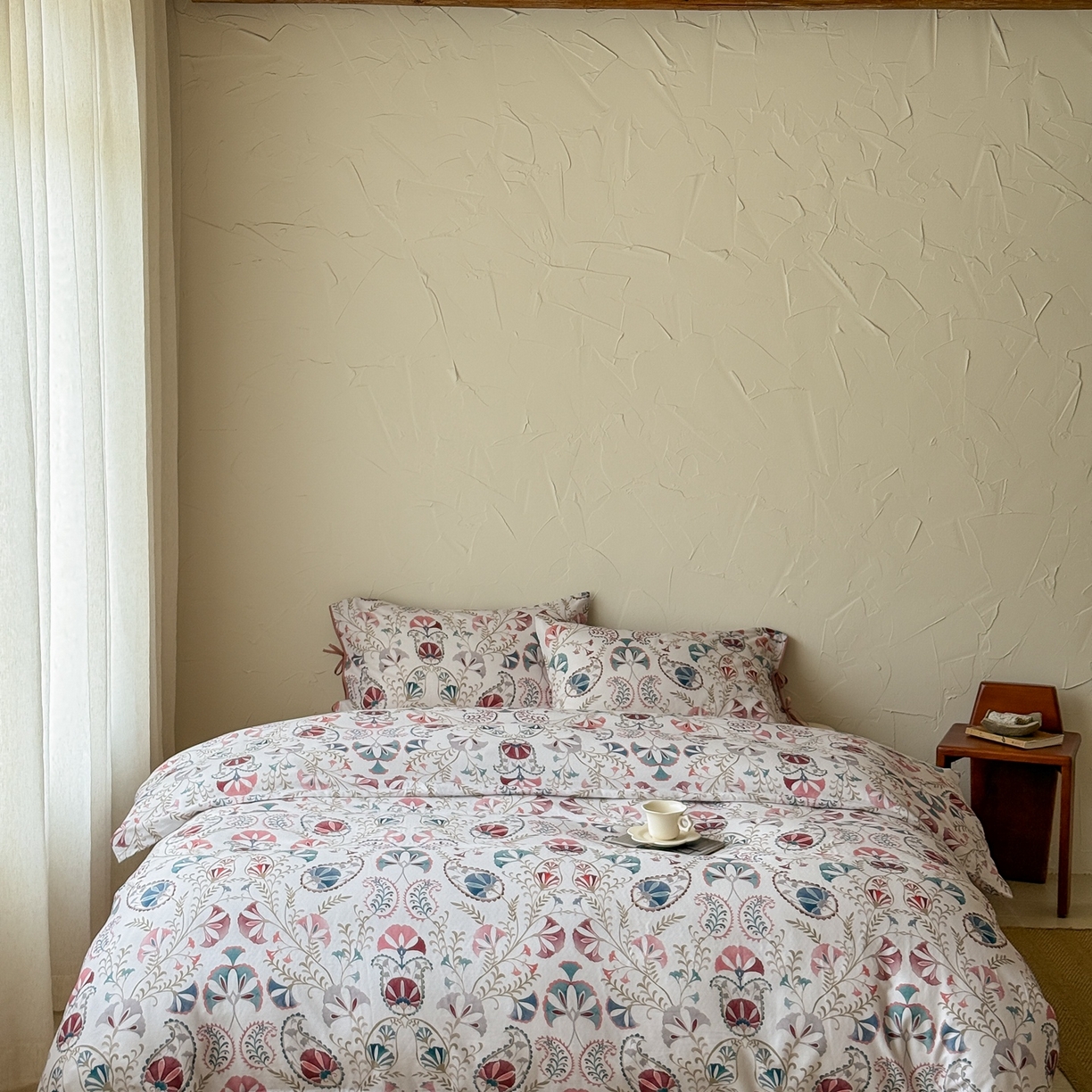 91家纺网 家纺一手货源 找家纺 涞澳家纺 2025新款全棉纯棉软烟纱四件套 南洋风情