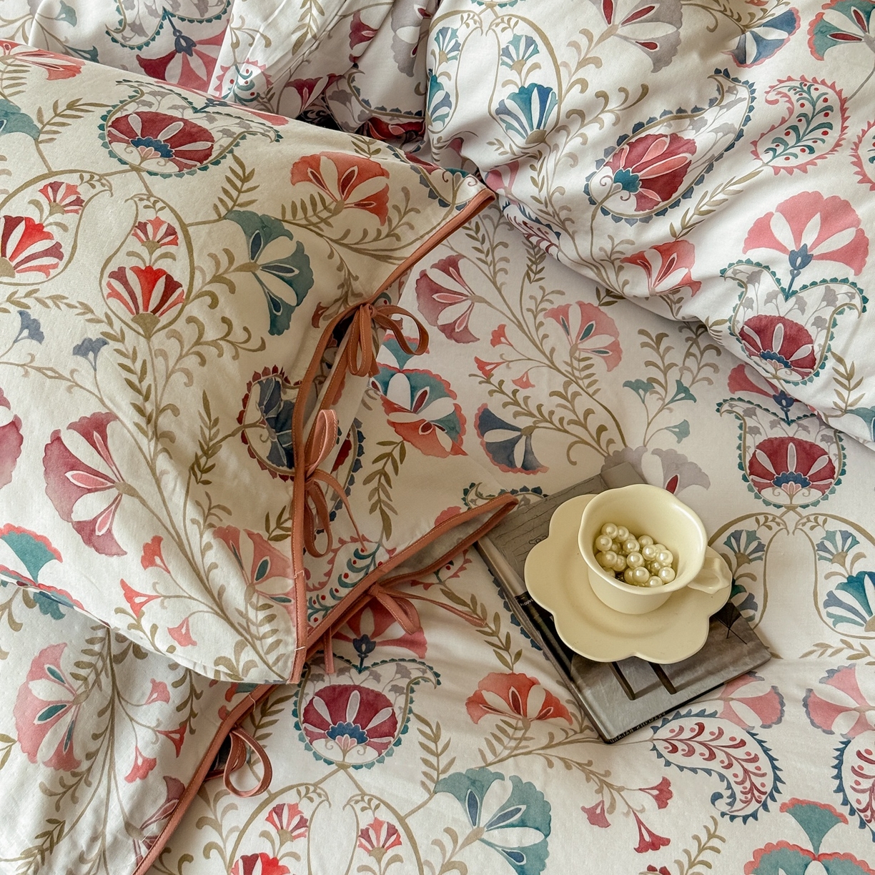 91家纺网 家纺一手货源 找家纺 涞澳家纺 2025新款全棉纯棉软烟纱四件套 南洋风情