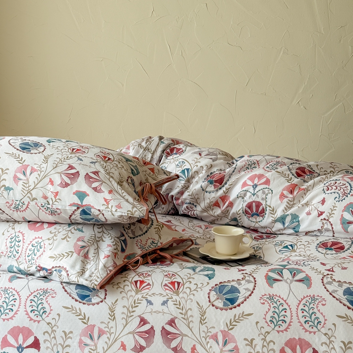 91家纺网 家纺一手货源 找家纺 涞澳家纺 2025新款全棉纯棉软烟纱四件套 南洋风情