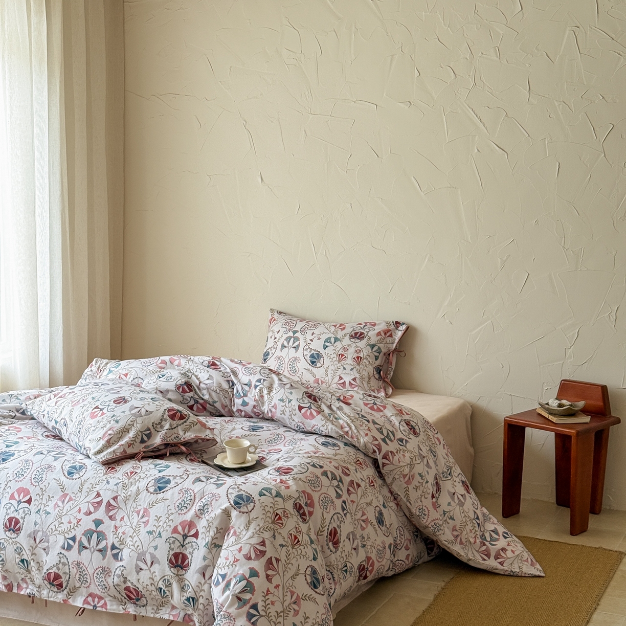 91家纺网 家纺一手货源 找家纺 涞澳家纺 2025新款全棉纯棉软烟纱四件套 南洋风情