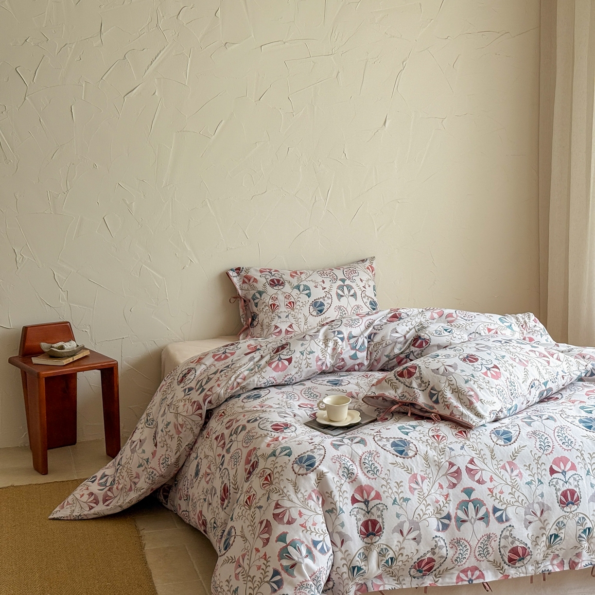 91家纺网 家纺一手货源 找家纺 涞澳家纺 2025新款全棉纯棉软烟纱四件套 南洋风情