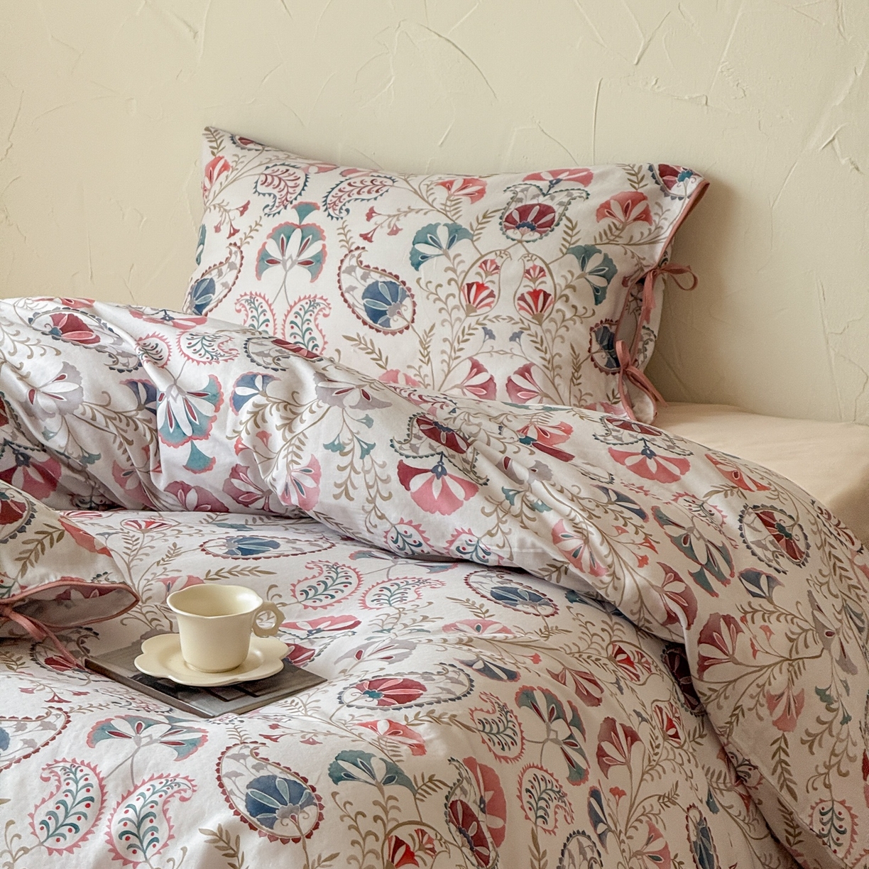 91家纺网 家纺一手货源 找家纺 涞澳家纺 2025新款全棉纯棉软烟纱四件套 南洋风情