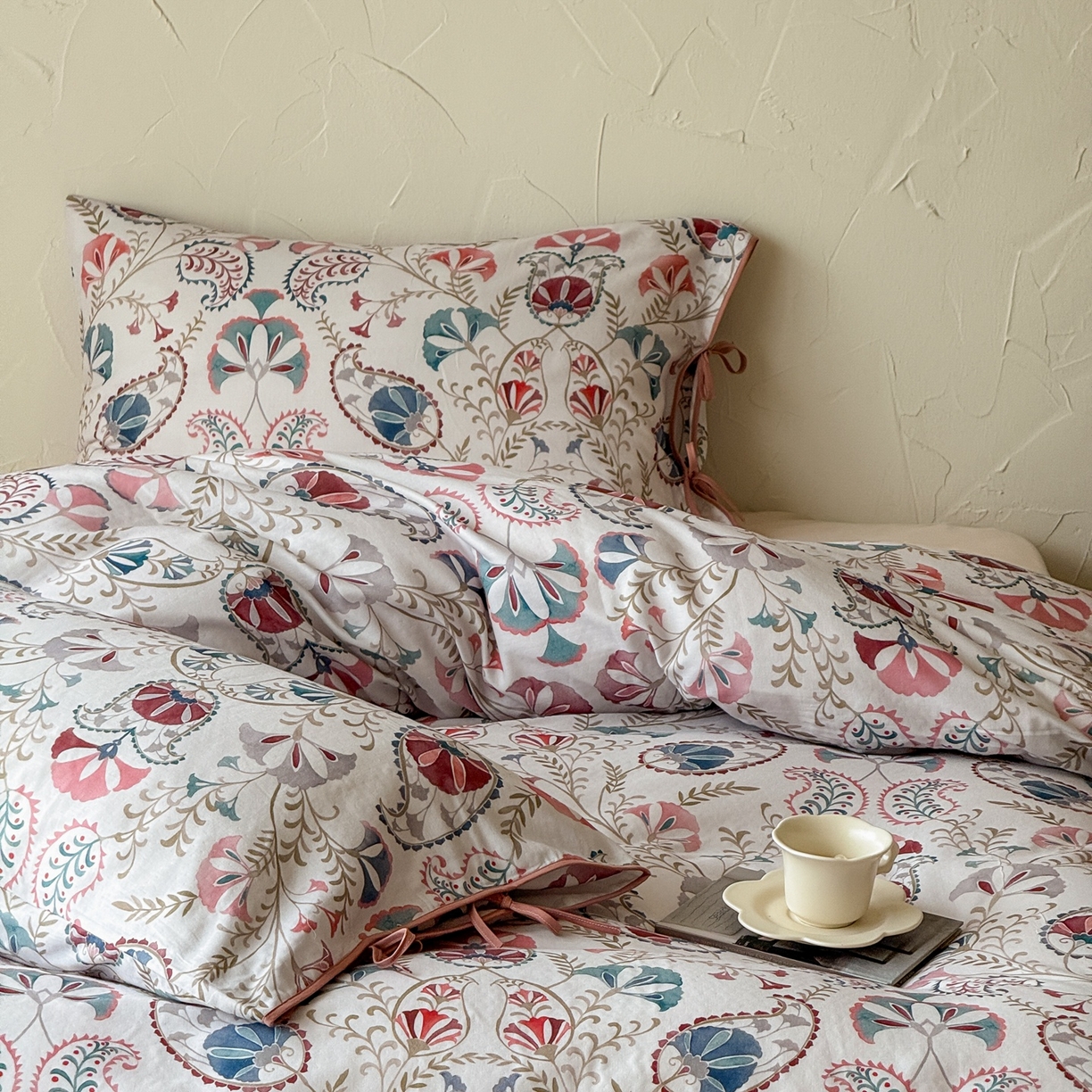 91家纺网 家纺一手货源 找家纺 涞澳家纺 2025新款全棉纯棉软烟纱四件套 南洋风情