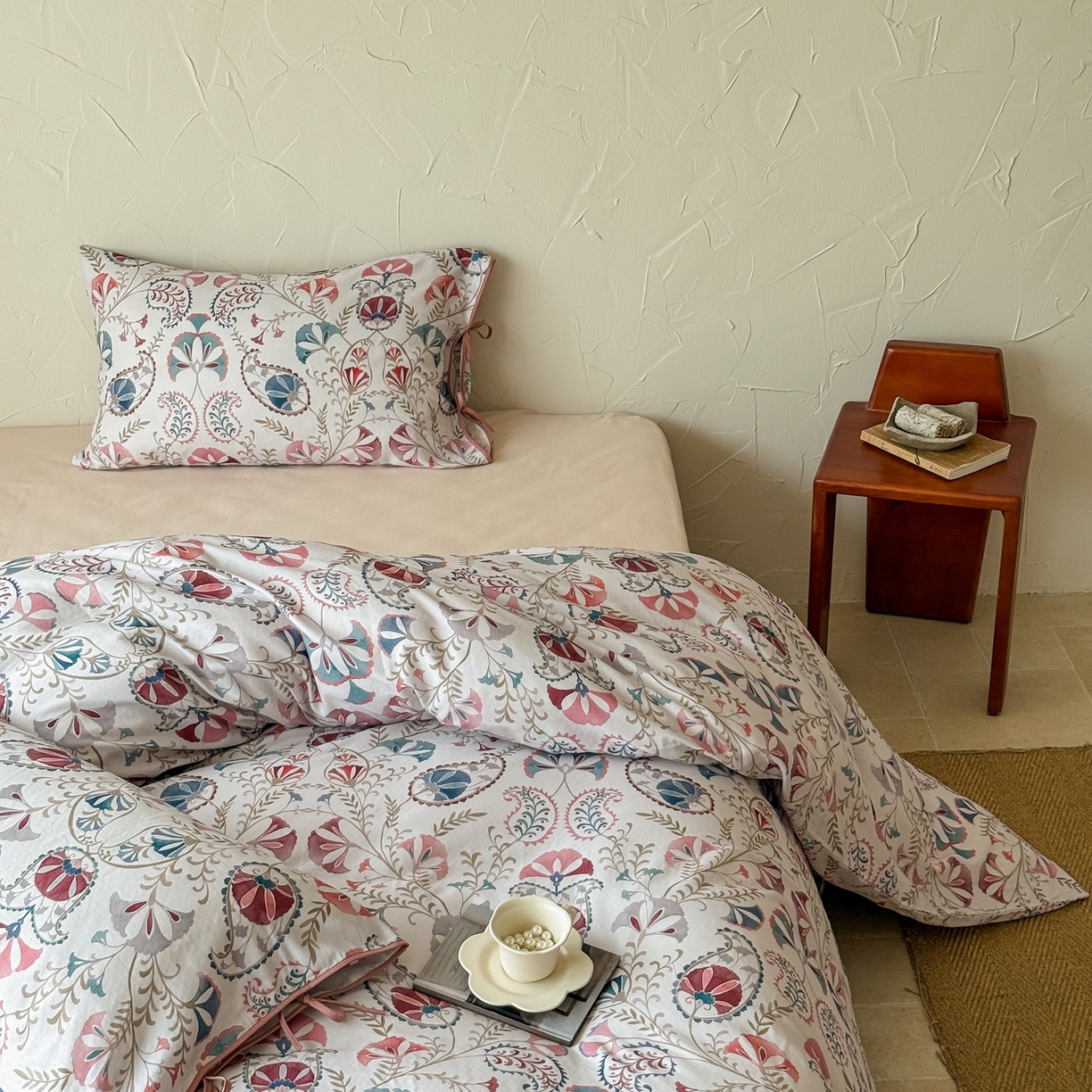 91家纺网 家纺一手货源 找家纺 涞澳家纺 2025新款全棉纯棉软烟纱四件套 南洋风情