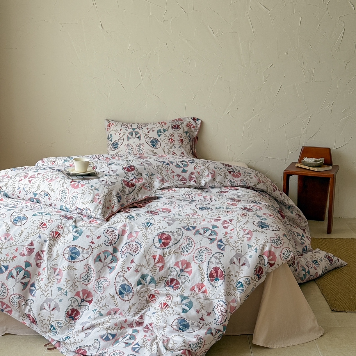 91家纺网 家纺一手货源 找家纺 涞澳家纺 2025新款全棉纯棉软烟纱四件套 南洋风情